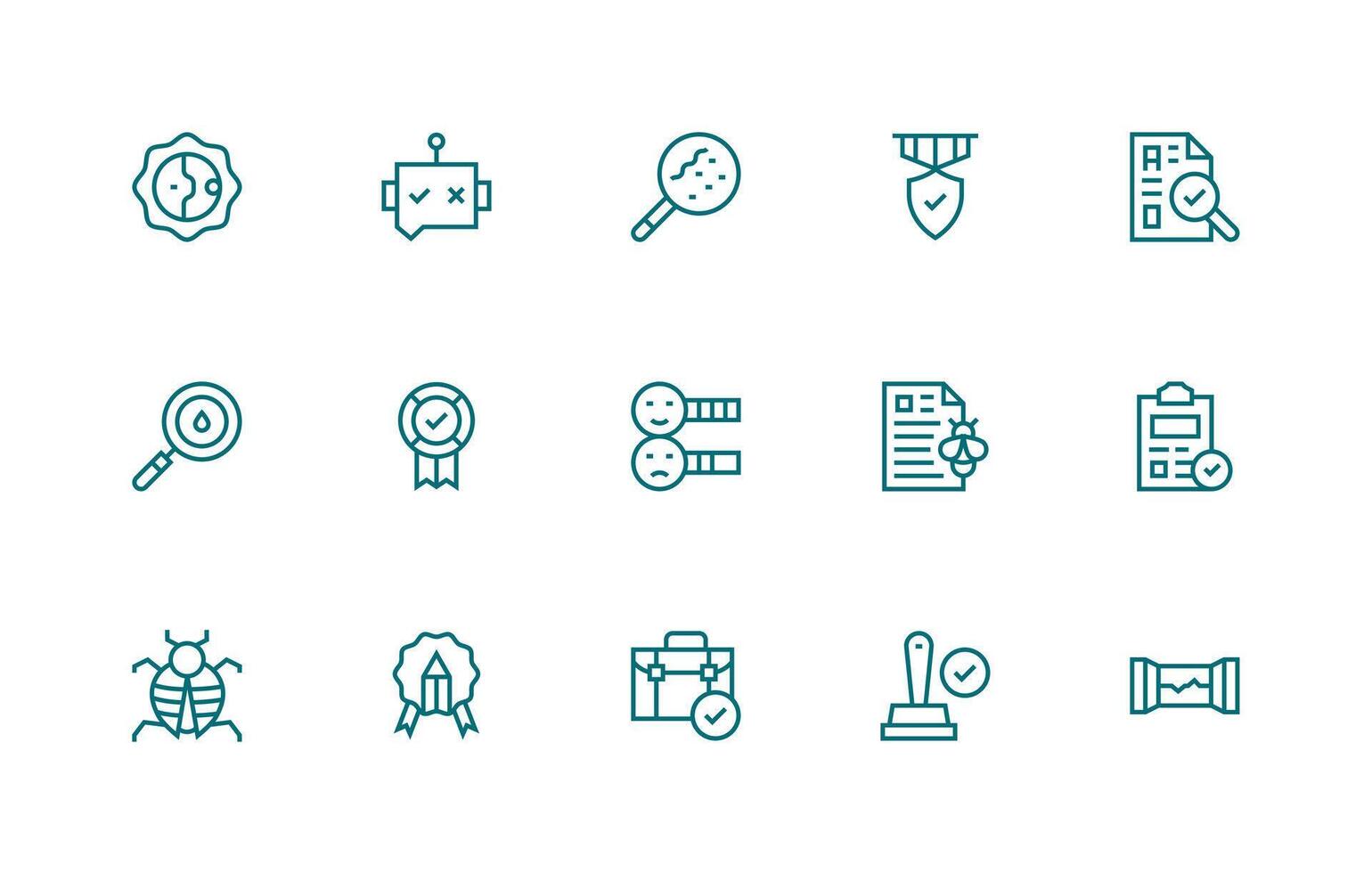 Regular Line Icons from Quality Control Set with 15 Vectors Design Icon Pack