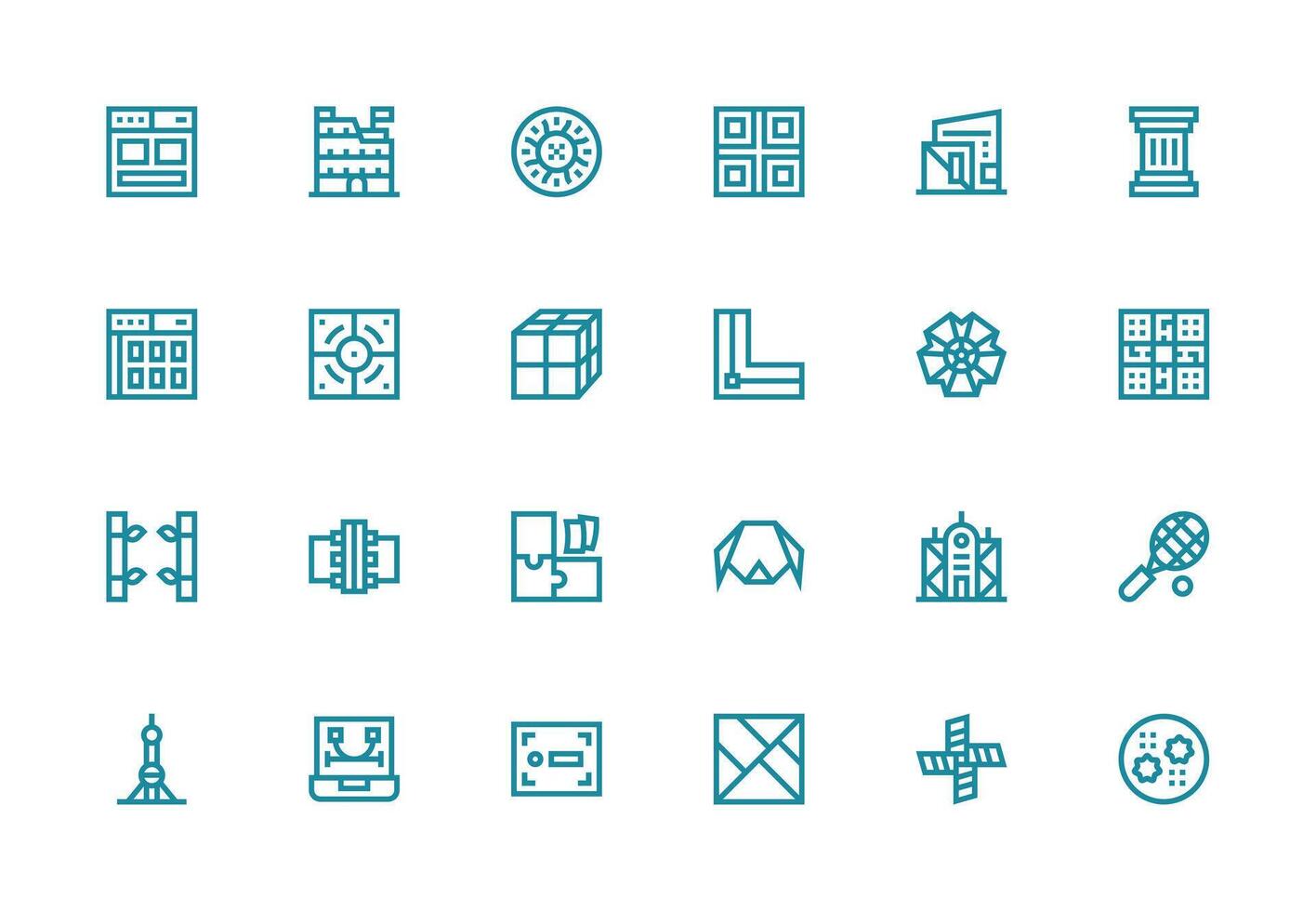 Thick Line Line Icons from Framework Set with 24 Vectors Simplified Icon Pack for Visual Tools
