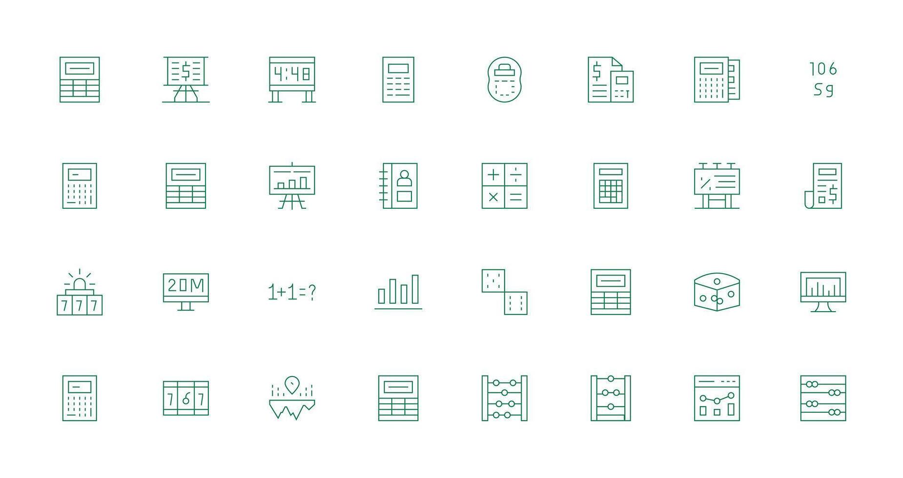 Numbers featuring 32 Icons in Thin Line Design Multi-Purpose Icon Set vector