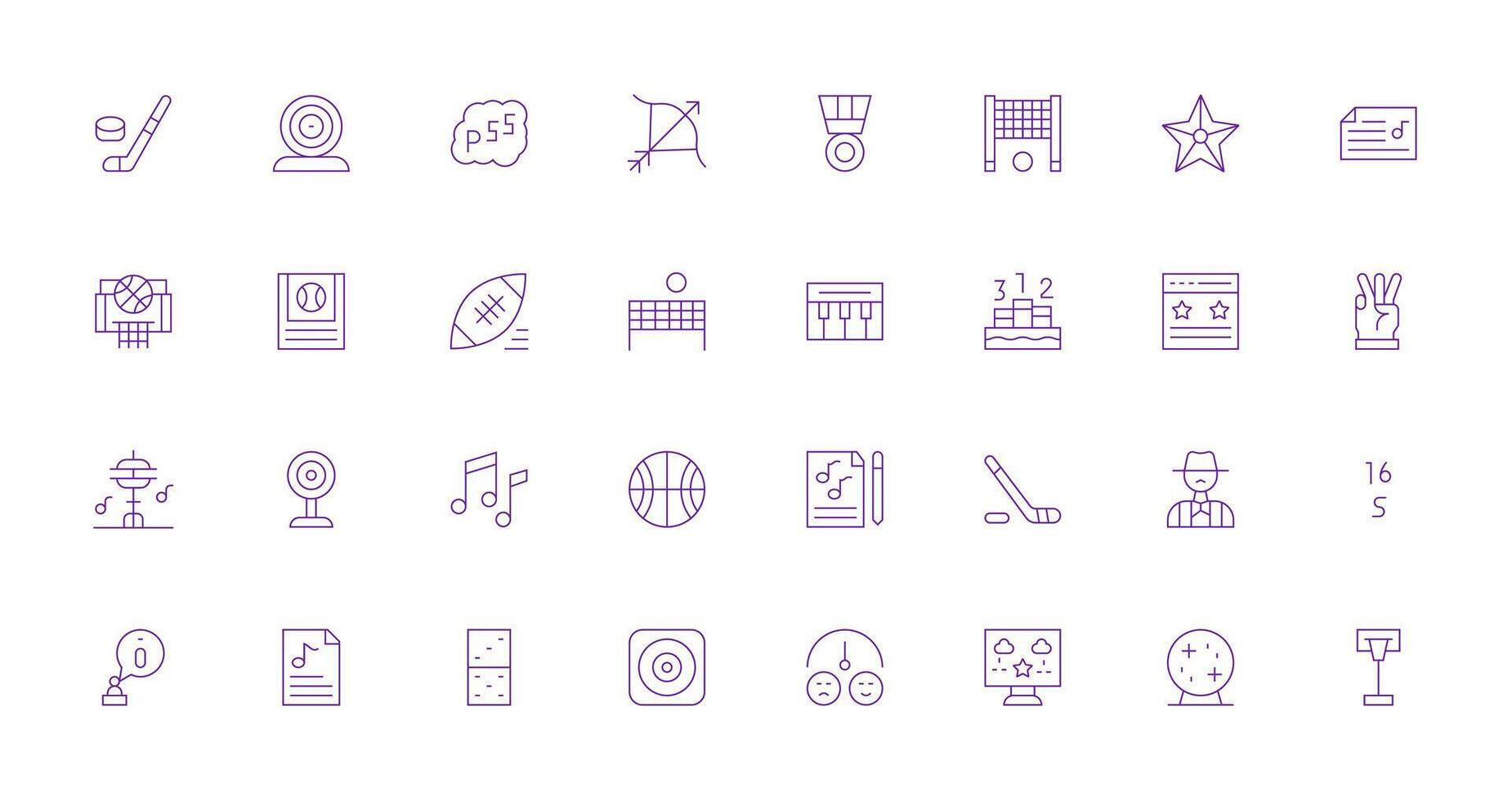 32 Icons for Score in Thin Line Format Simplified Icon Pack for Visual Tools vector