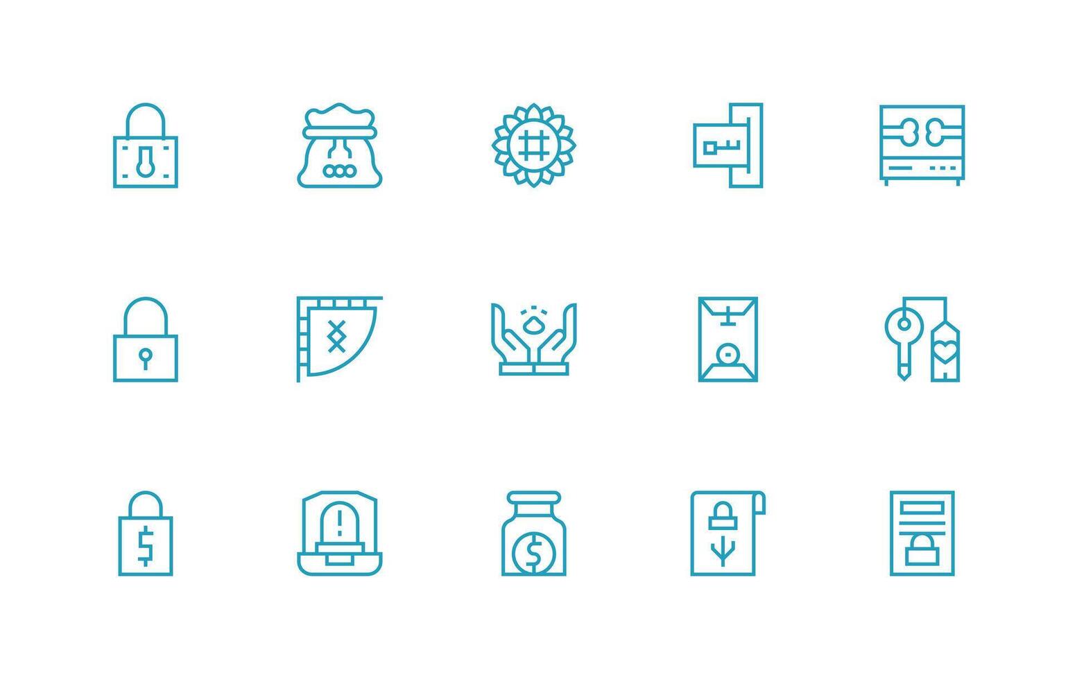 15 Icons for Vault in Regular Line Format Lightweight Icon Series for Fast Prototypes vector