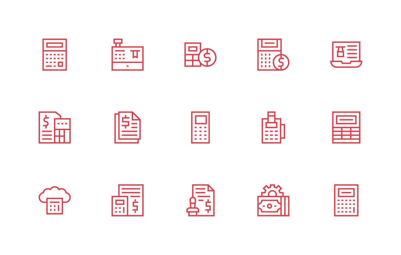 Accounting Software Set with 15 Regular Line Icons Multi-Style Icon Collection vector