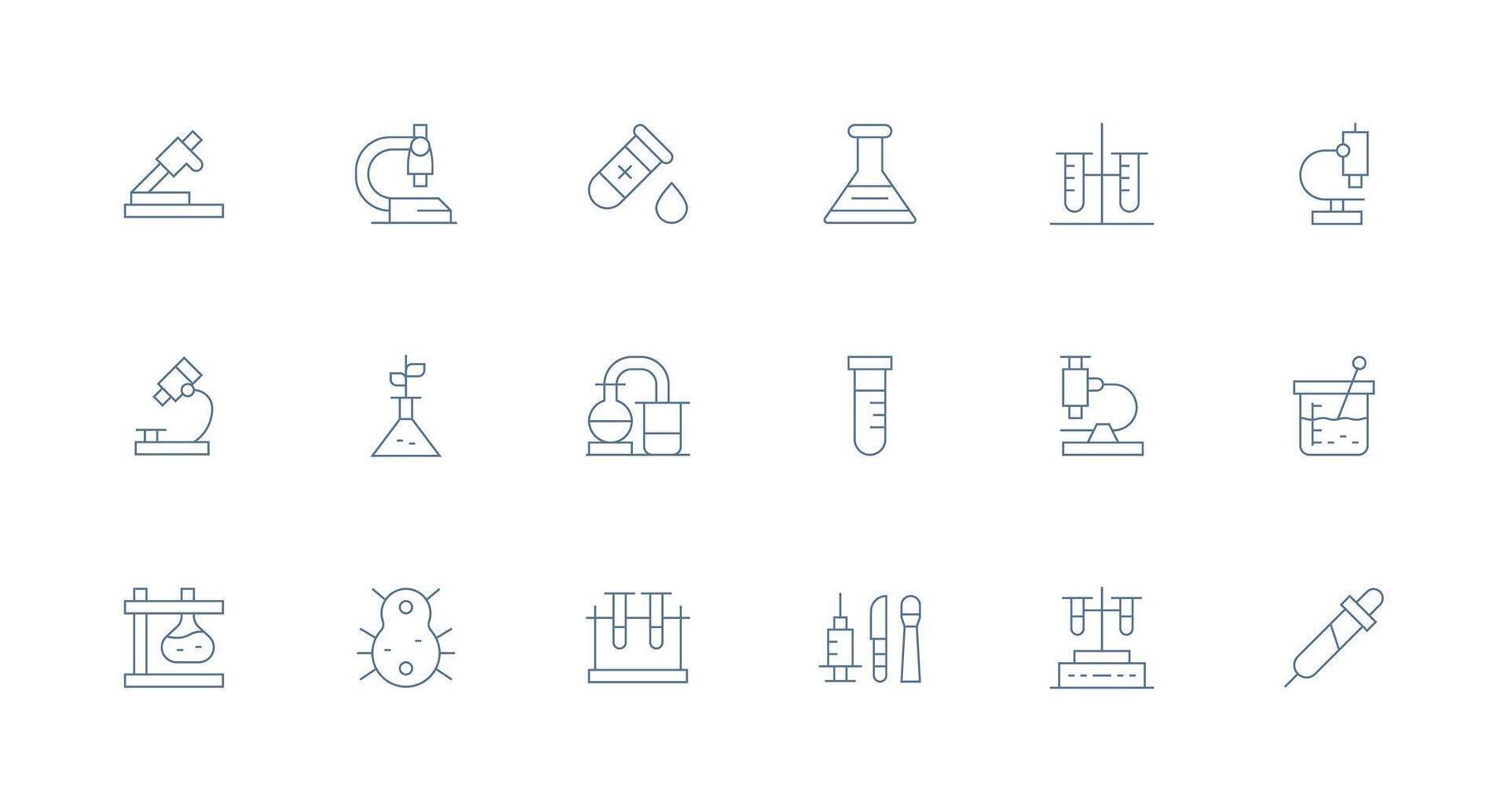 18 Minimal Line Vectors for Lab Equipment Theme User Interface Icons for Digital Products