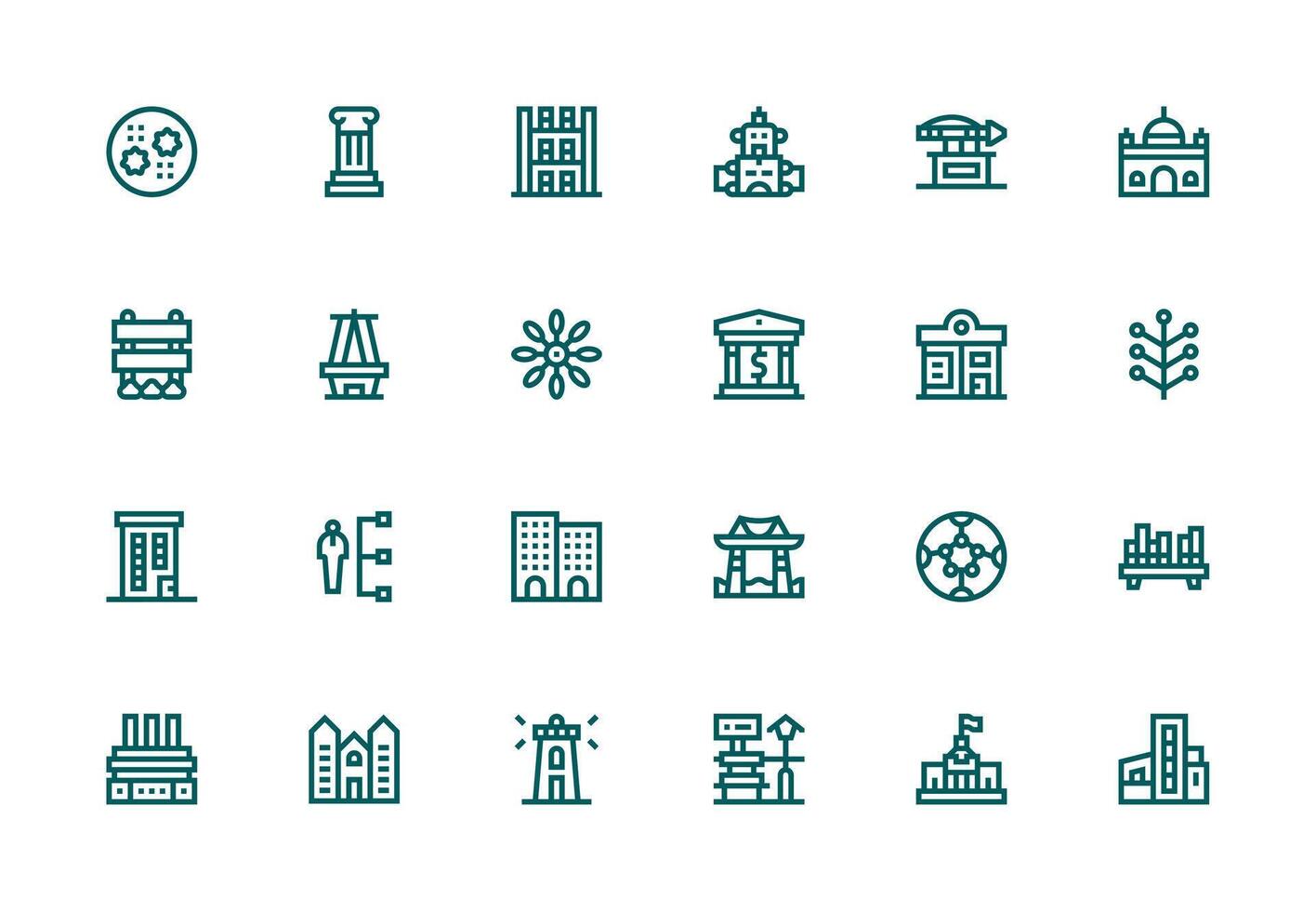 24 Icons for Structure in Thick Line Line Format Digital Product Icons for Fast Delivery vector