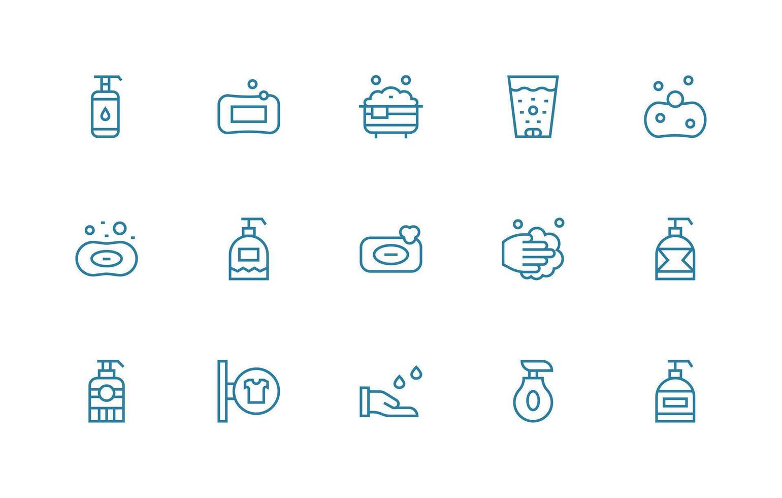 15 Icons for Soap in Regular Line Format Display Icon Pack vector