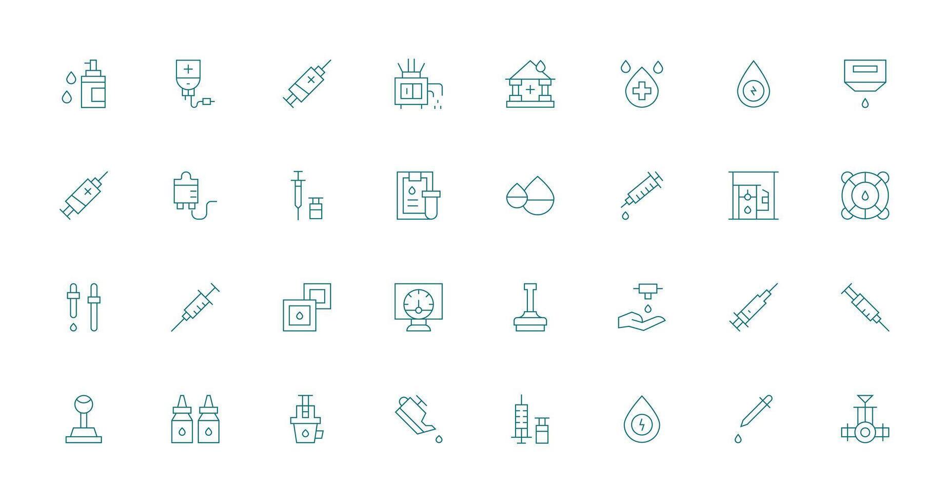 32 Icons for Fluid in Thin Line Format All-Purpose Icon Design Pack vector