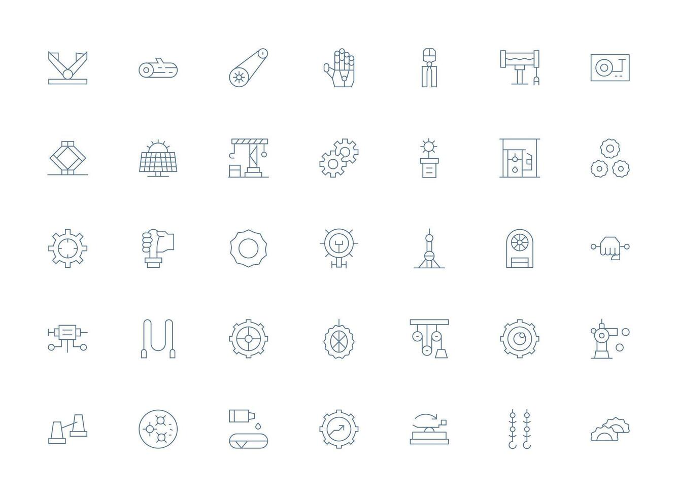 35 Light Line Designs for Mechanism Icons Simple Icons for Interface and Wireframes vector