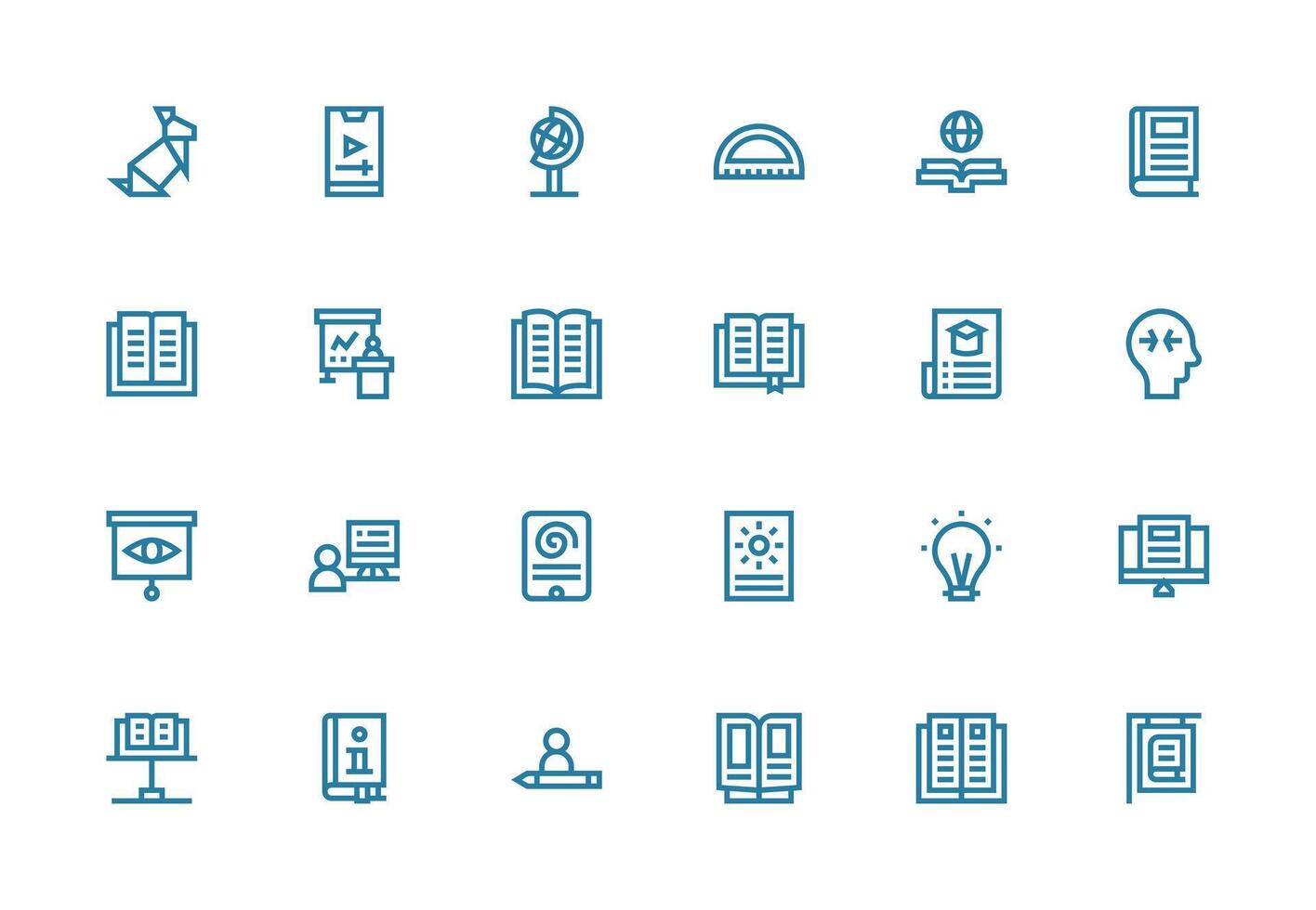 24 Thick Line Line Style Icons from Learning Collection Complete Icon Set for Mobile Apps vector