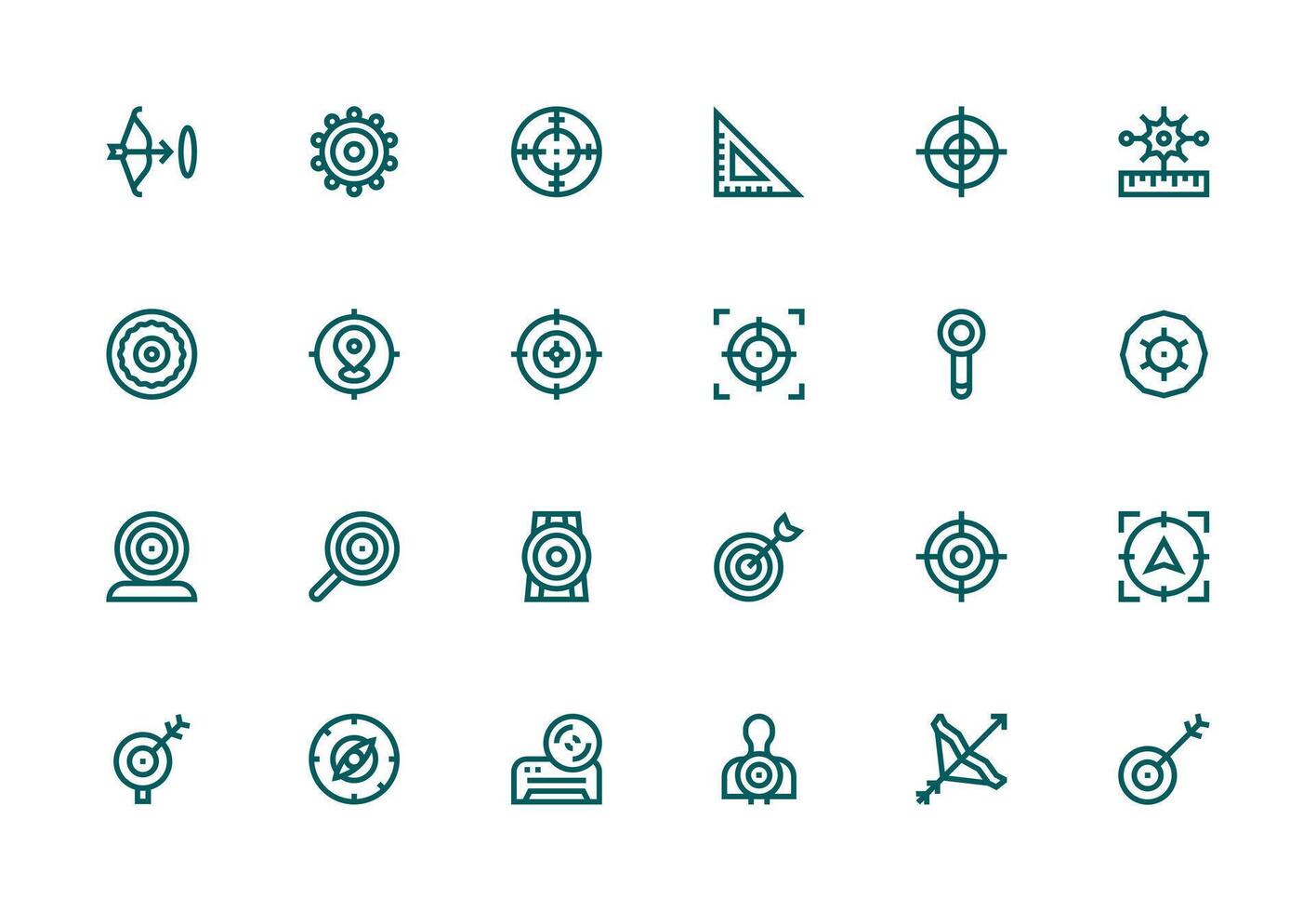 24 Icons for Accuracy in Thick Line Line Format Customizable Icon Series for Mobile Screens vector