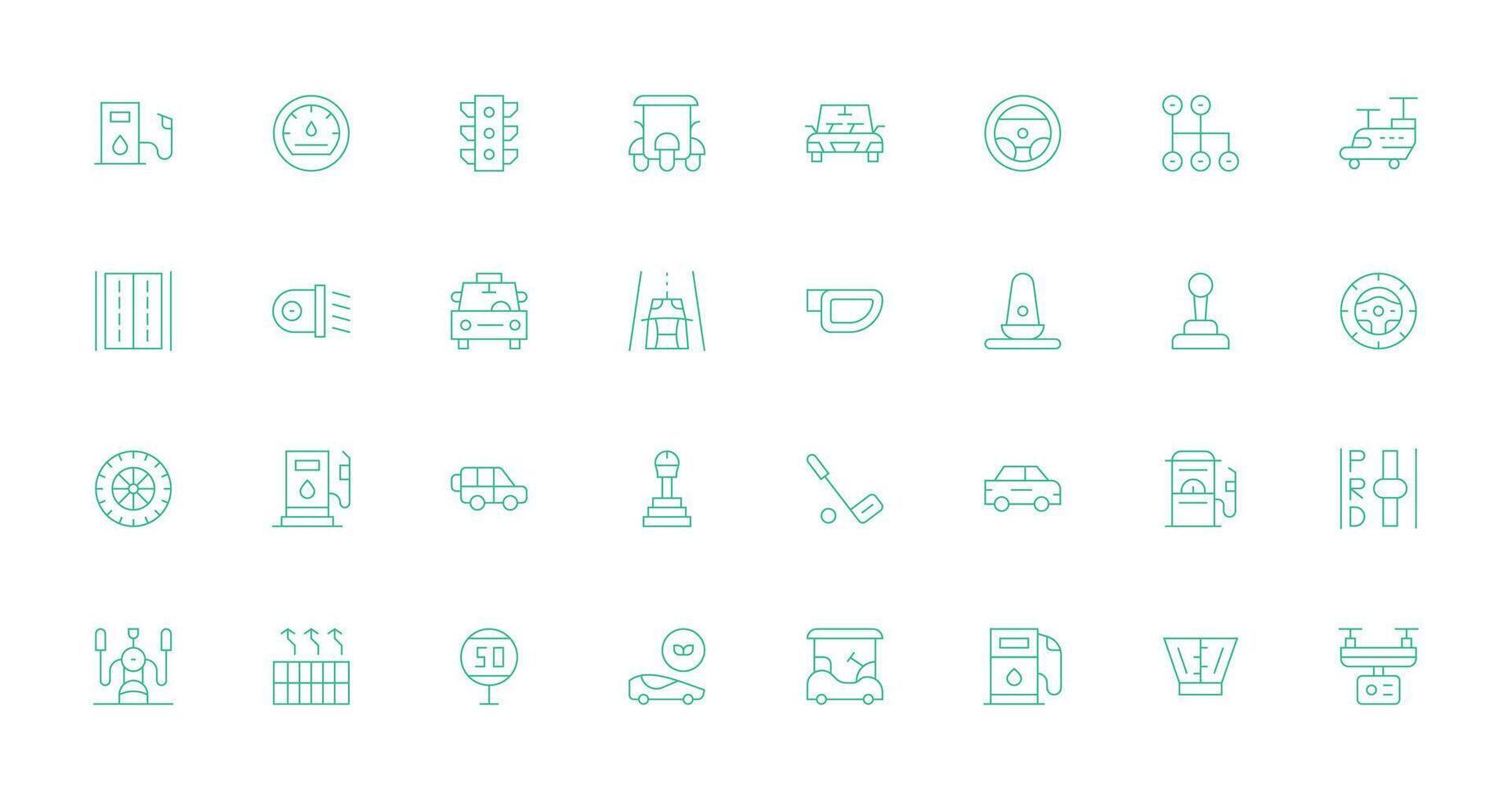 Thin Line Style Driving Icons with 32 Vectors User Interface Icons for Digital Products