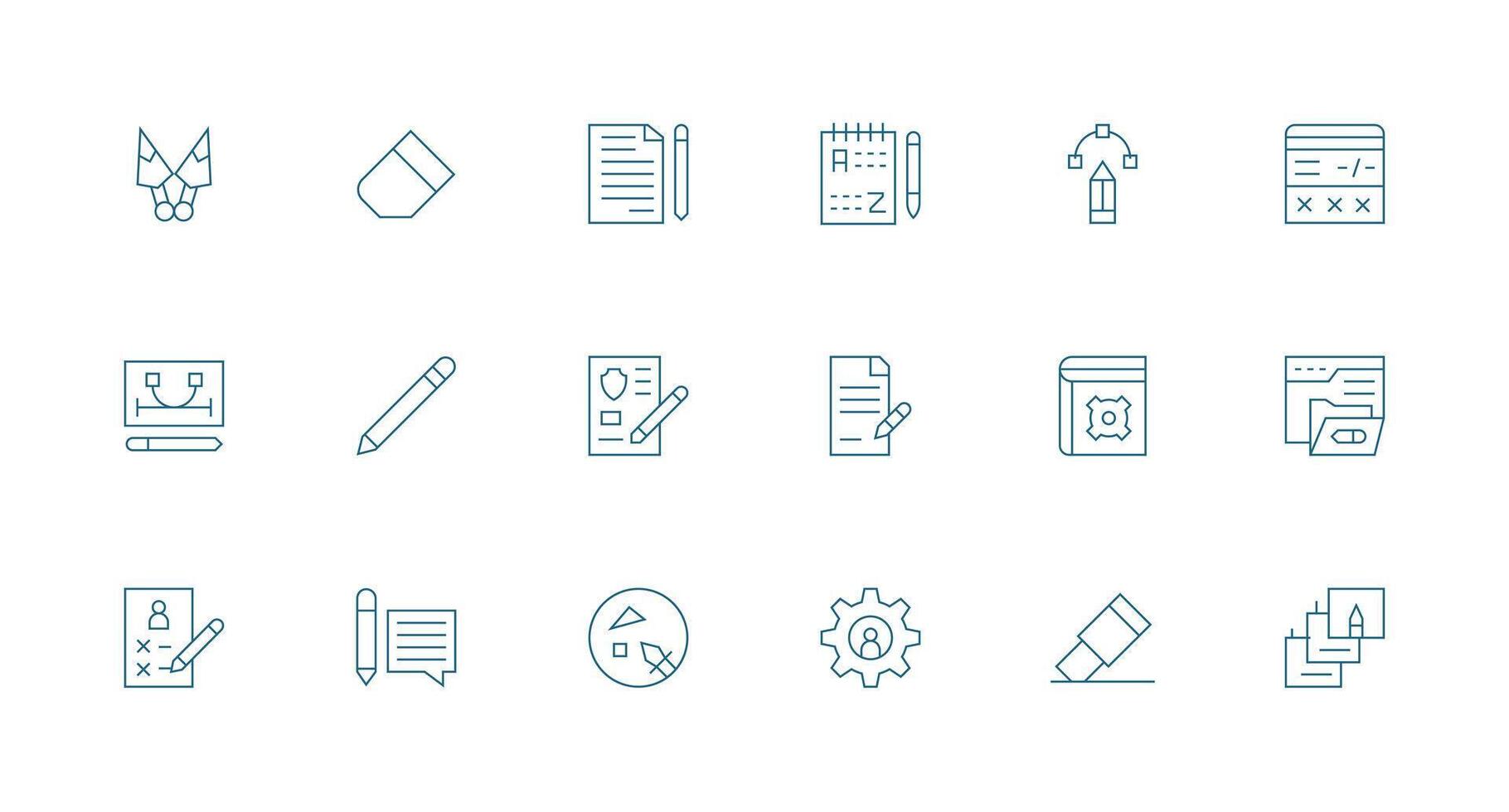 18 Minimal Line Vectors for Edit Theme Simple Icons for Interface and Wireframes