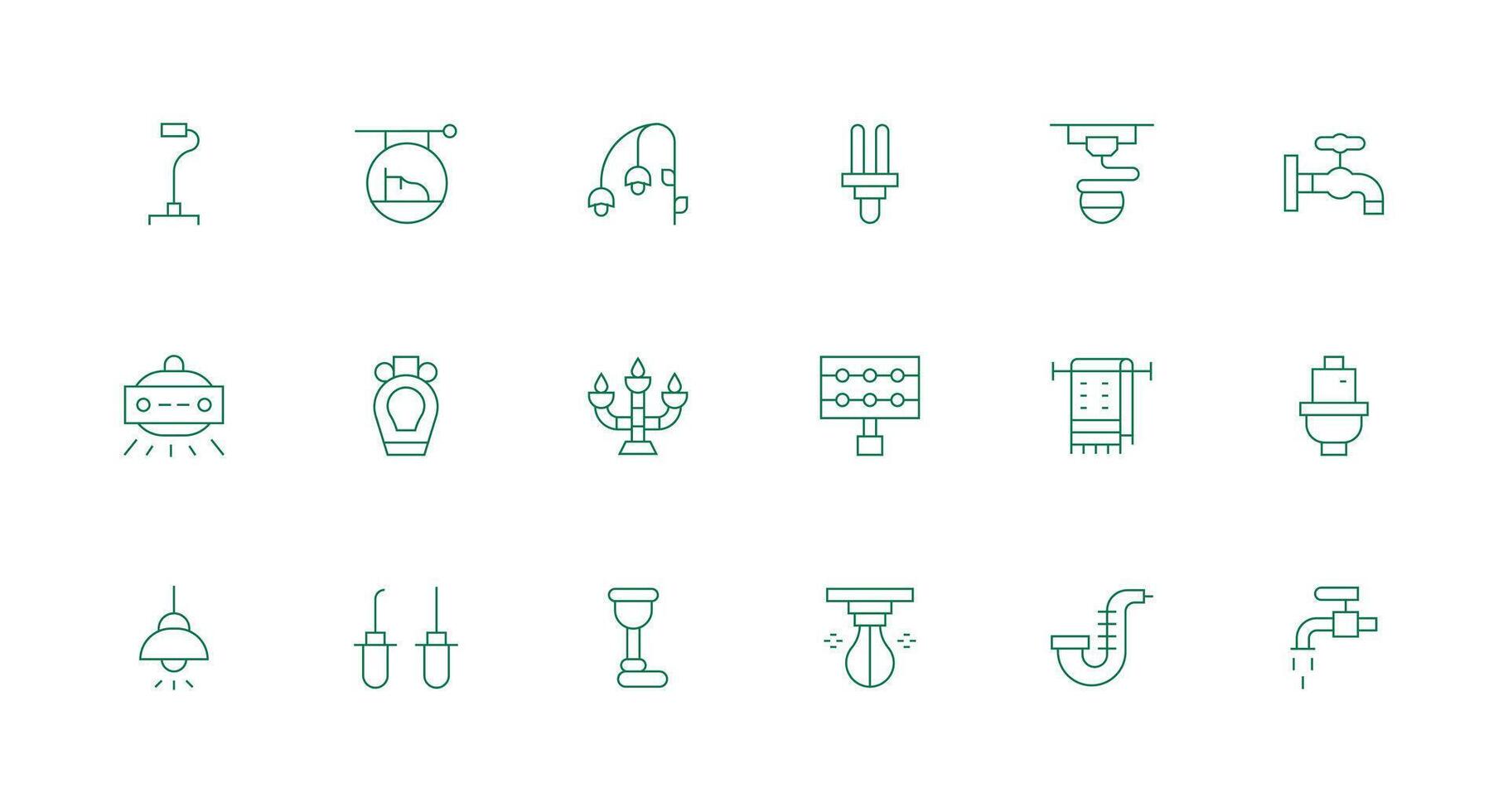 Fixture including 18 Minimal Line Illustrations Clear and Concise Icon Set Collection vector