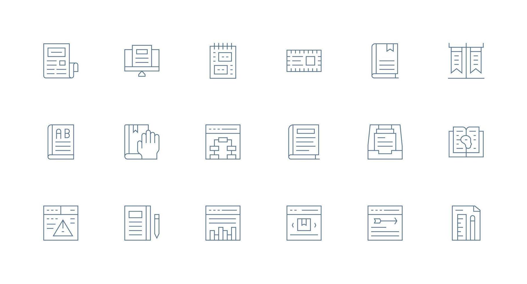 18 Icons for Page in Minimal Line Format Professional Icon Pack for Development Work vector