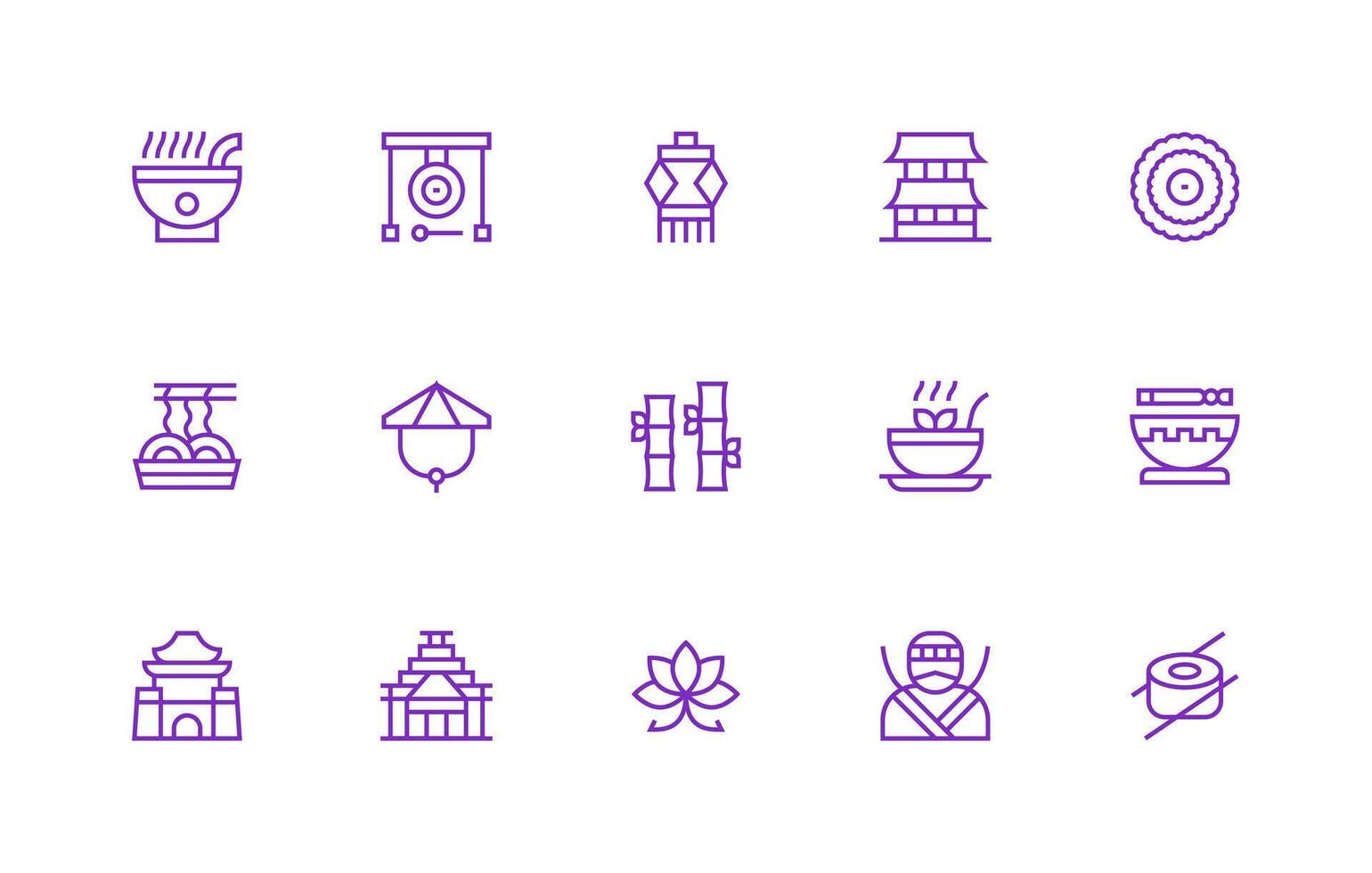 Regular Line Icons from Asian Set with 15 Vectors Reliable Icons for All Interfaces