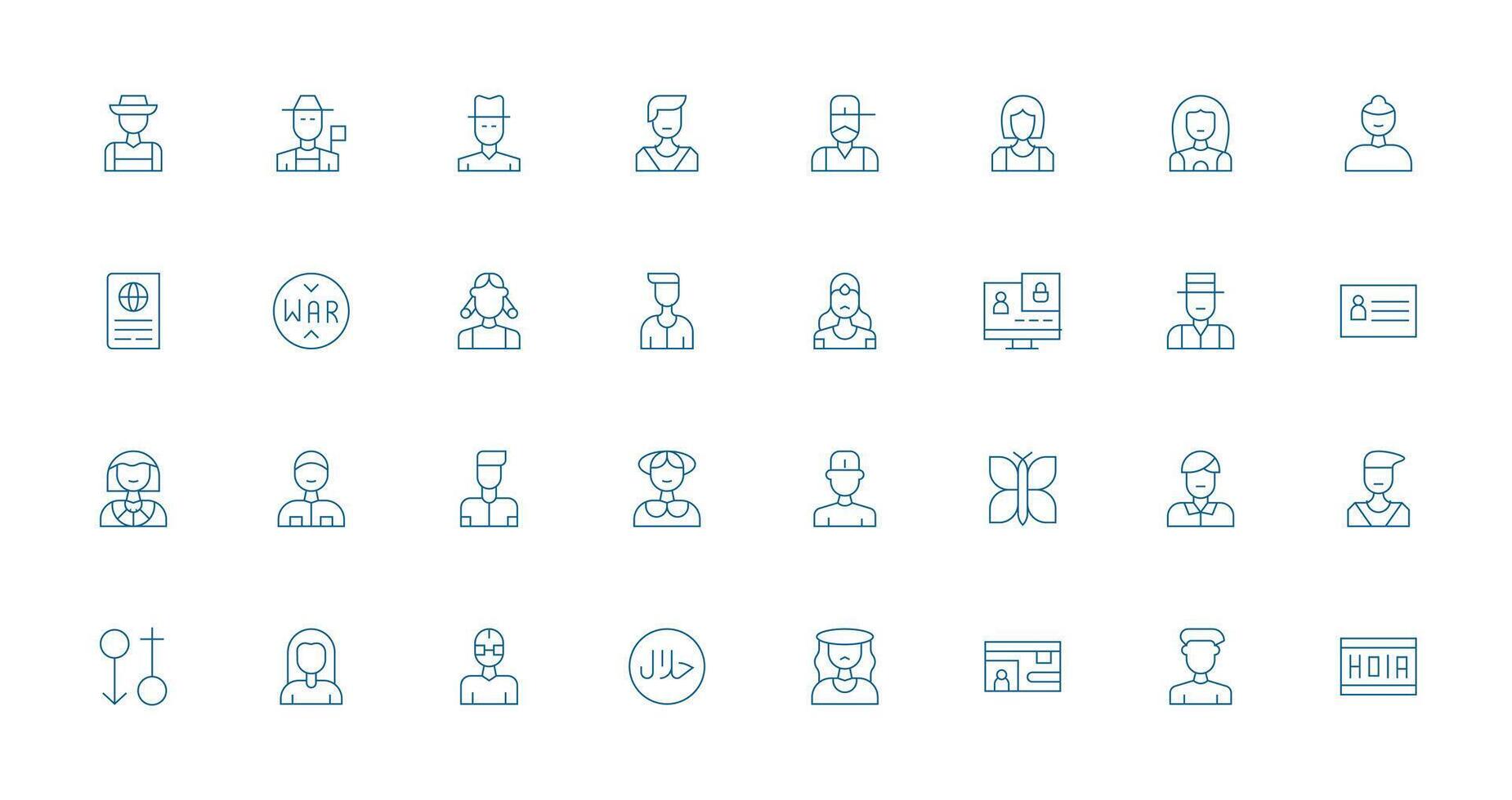 Identity Design Icons featuring 32 in Thin Line Style Professional Icon Set vector