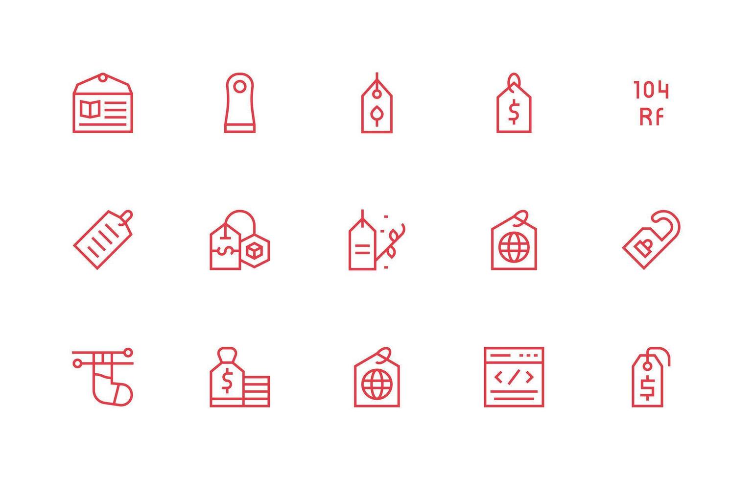 15 Regular Line Icons for Tag Graphics Clean Icon Collection for Web Use vector