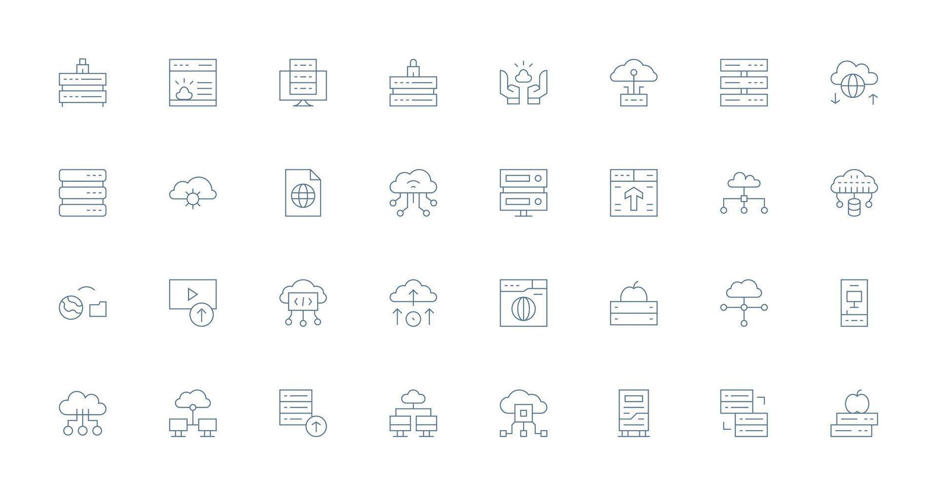 Thin Line Icons from Hosting Set with 32 Vectors Compact Icon Pack