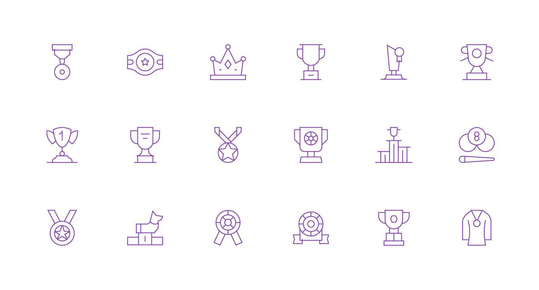 Winner Icon Set with 18 Minimal Line Graphics Lightweight Icon Series for Fast Prototypes vector