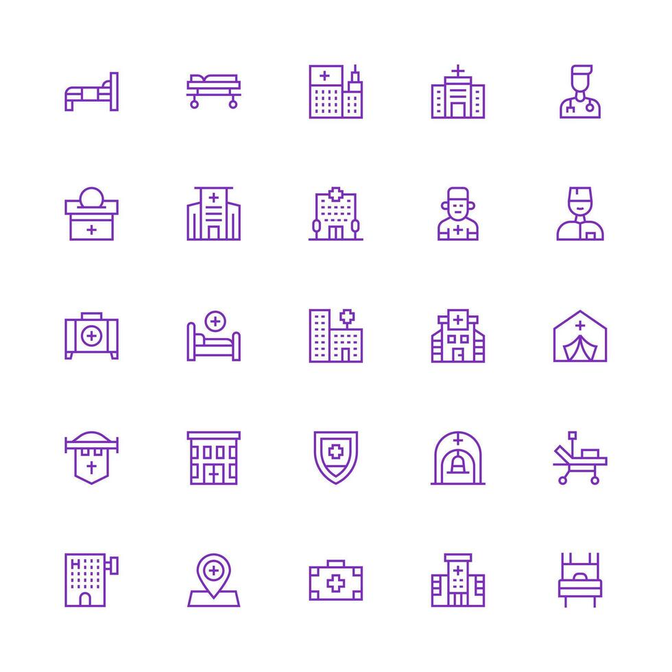 Ambulance Set with 25 Medium Stroke Outline Icons Neatly Designed Icons for Web Platforms vector