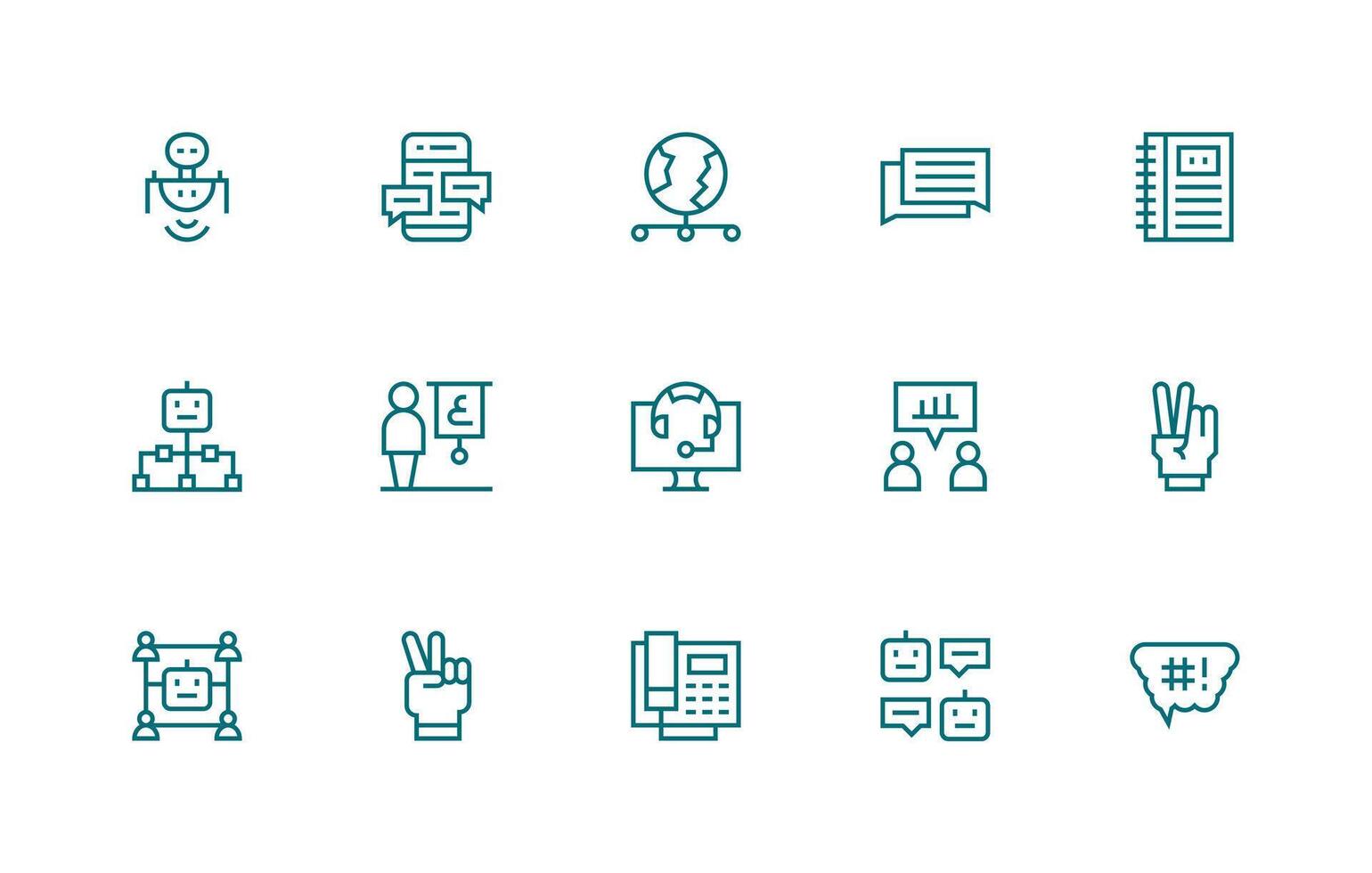 Communication Set with 15 Regular Line Icons Icons Built for Visual Consistency Pack vector