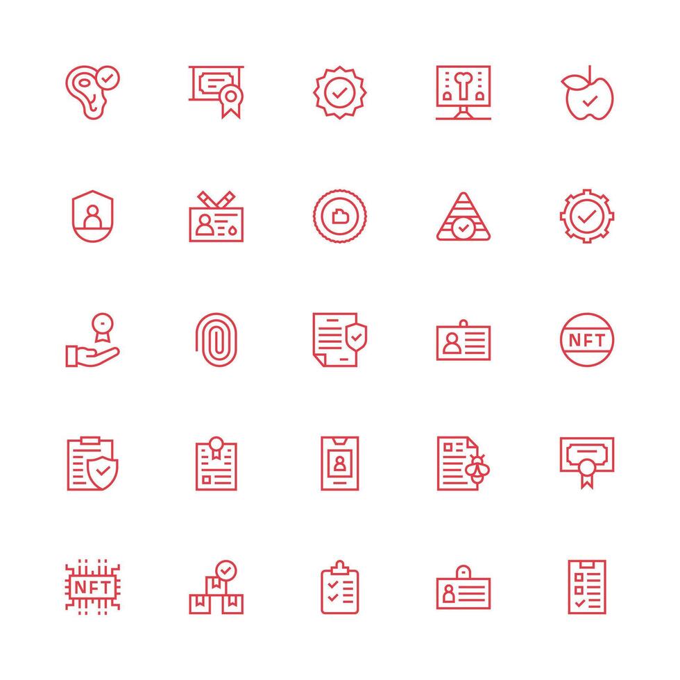 Medium Stroke Outline Style Verification Icons with 25 Vectors UI and UX Focused Icon Collection