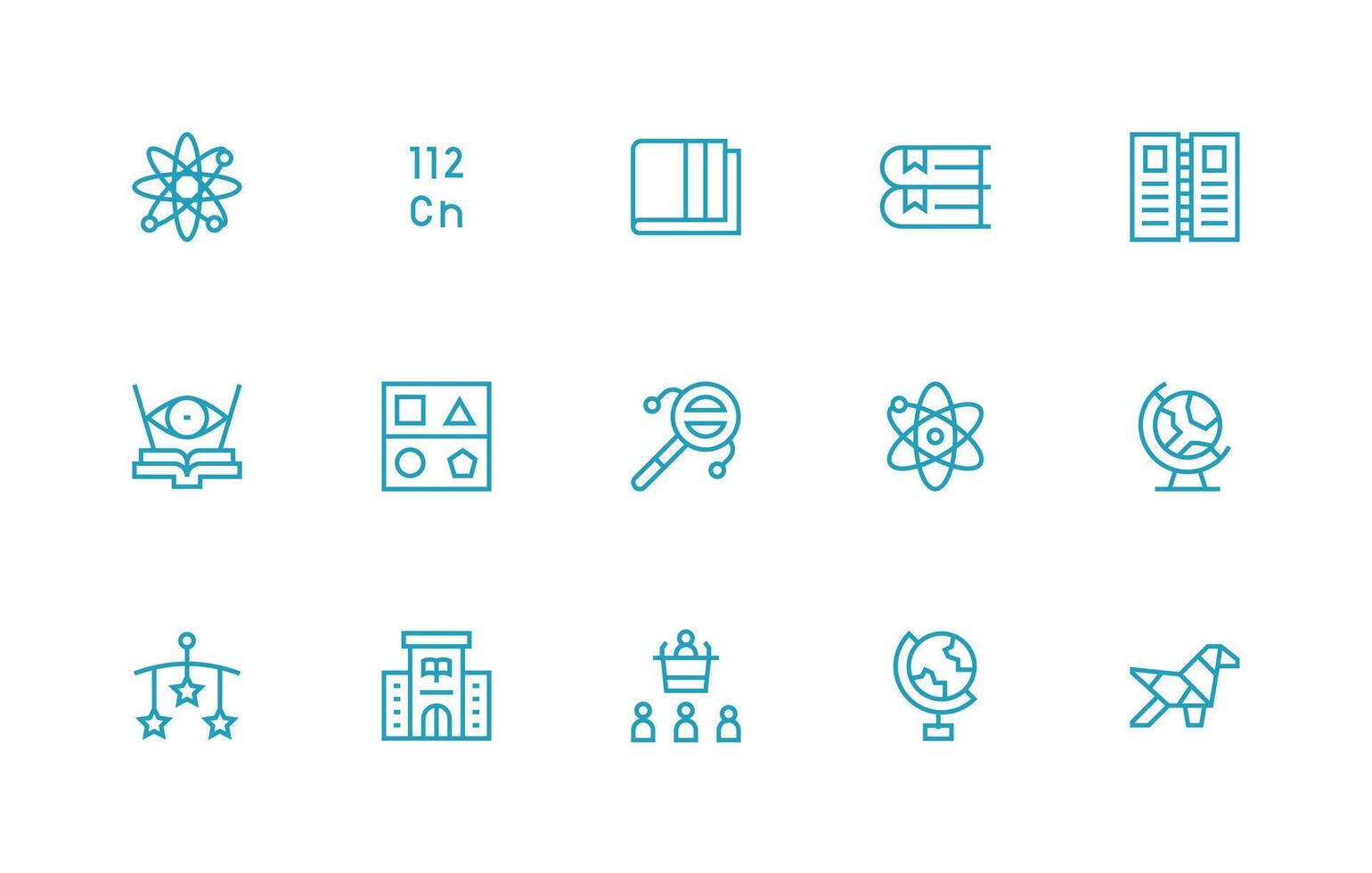Educational Design Icons featuring 15 in Regular Line Style Web and App Icon Pack Collection vector
