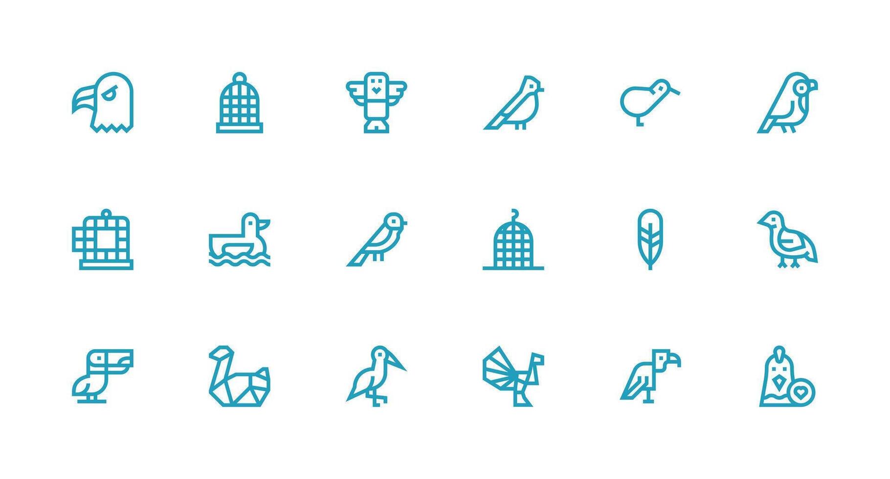 18 Strong Stroke Line Vectors for Bird Theme UI Icon Set
