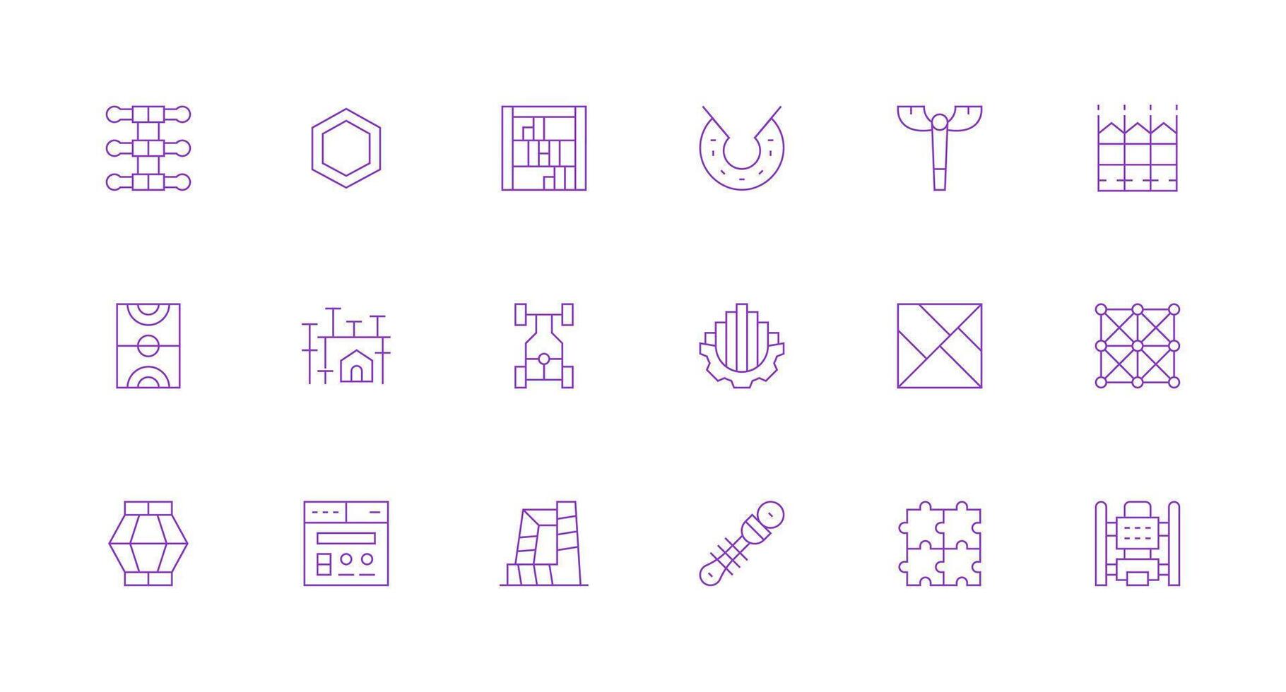 Framework Set with 18 Minimal Line Icons Multi-Purpose Icon Pack for Templates vector