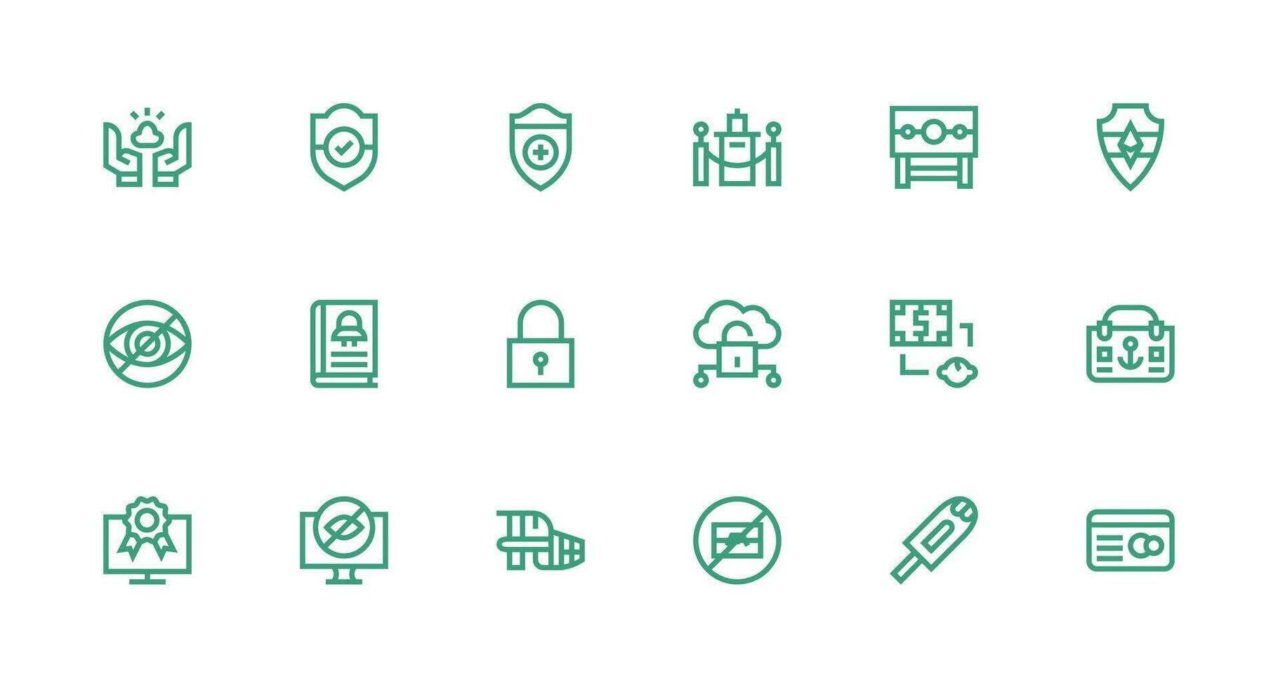 18 Strong Stroke Line Style Icons from Secure Collection Versatile Icon Collection for Designers vector