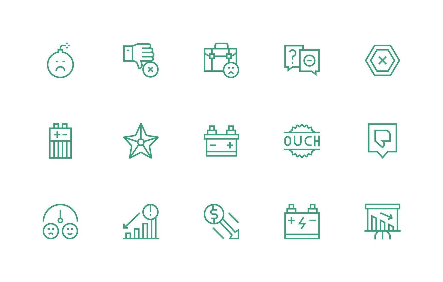 Negative including 15 Regular Line Illustrations UI and UX Focused Icon Collection vector