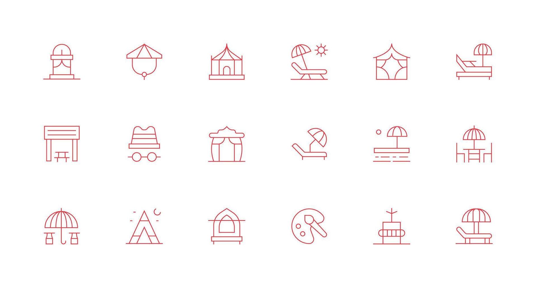 18 Icons for Shade in Minimal Line Format Interface Icon Collection for Daily Projects vector
