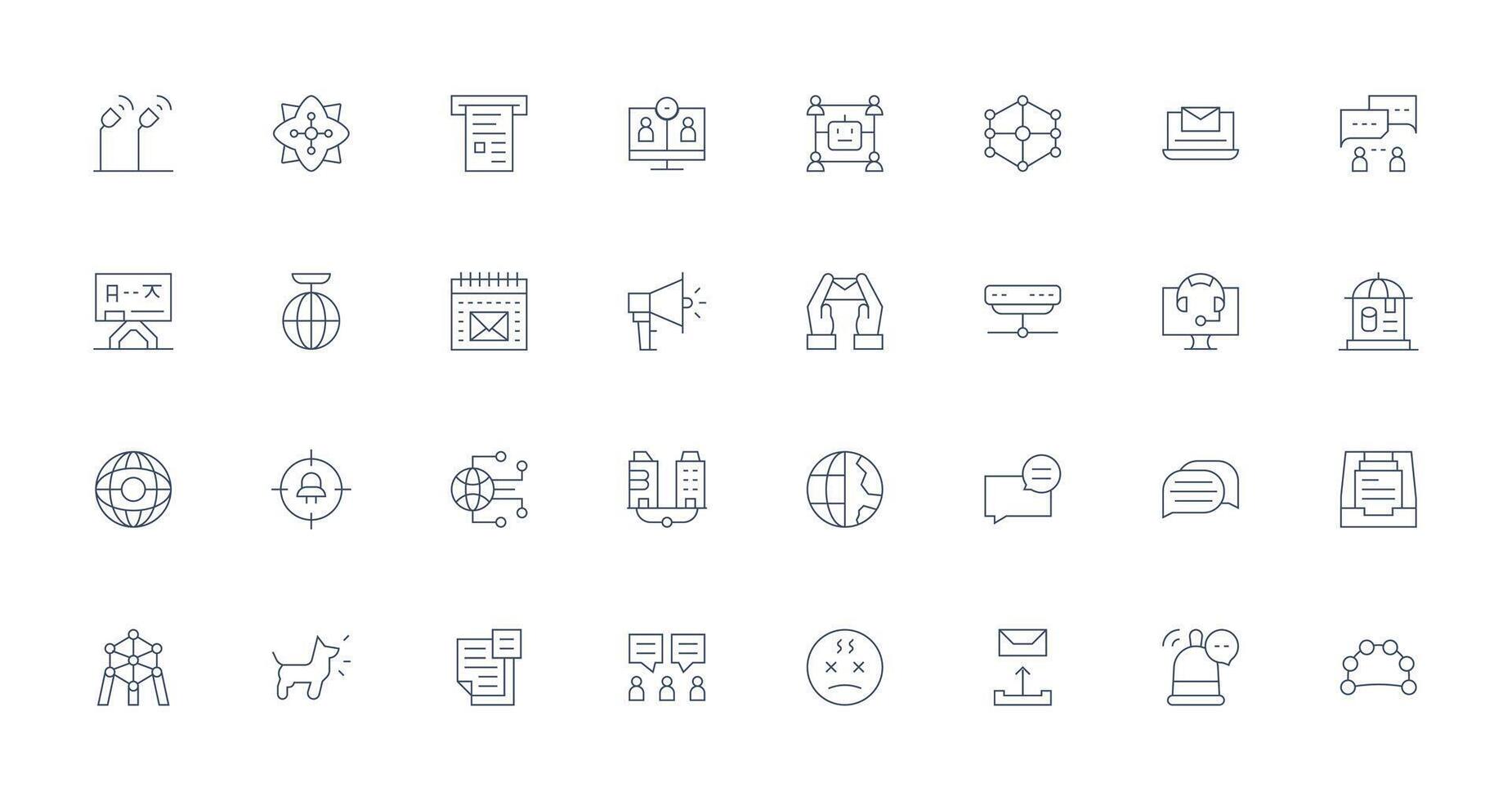 Thin Line Icons from Communication Set with 32 Vectors Icon Set for Web