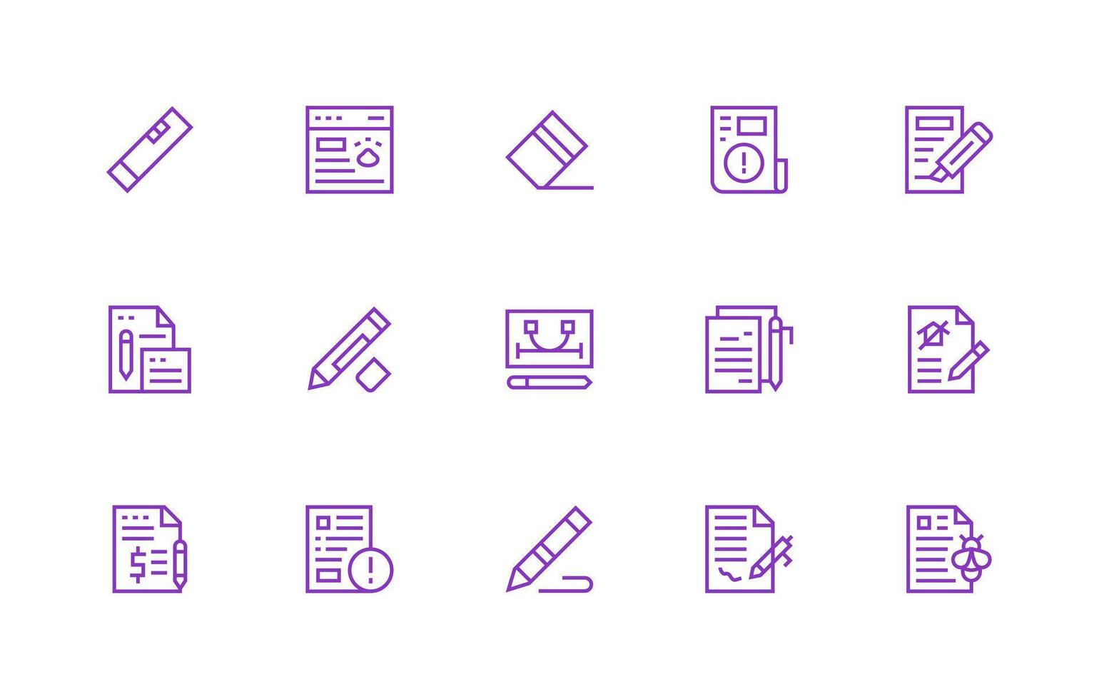 15 Regular Line Designs for Correction Icons Style Icon Set vector