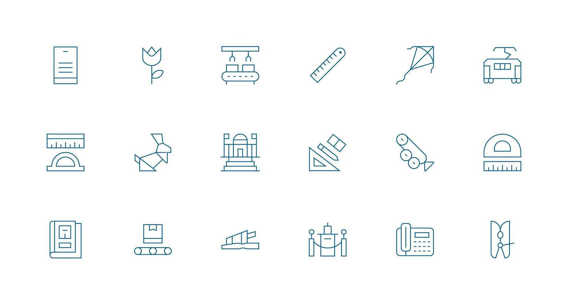 Line Visual Pack containing 18 Minimal Line Icons Clean Icon Collection for Web Use vector