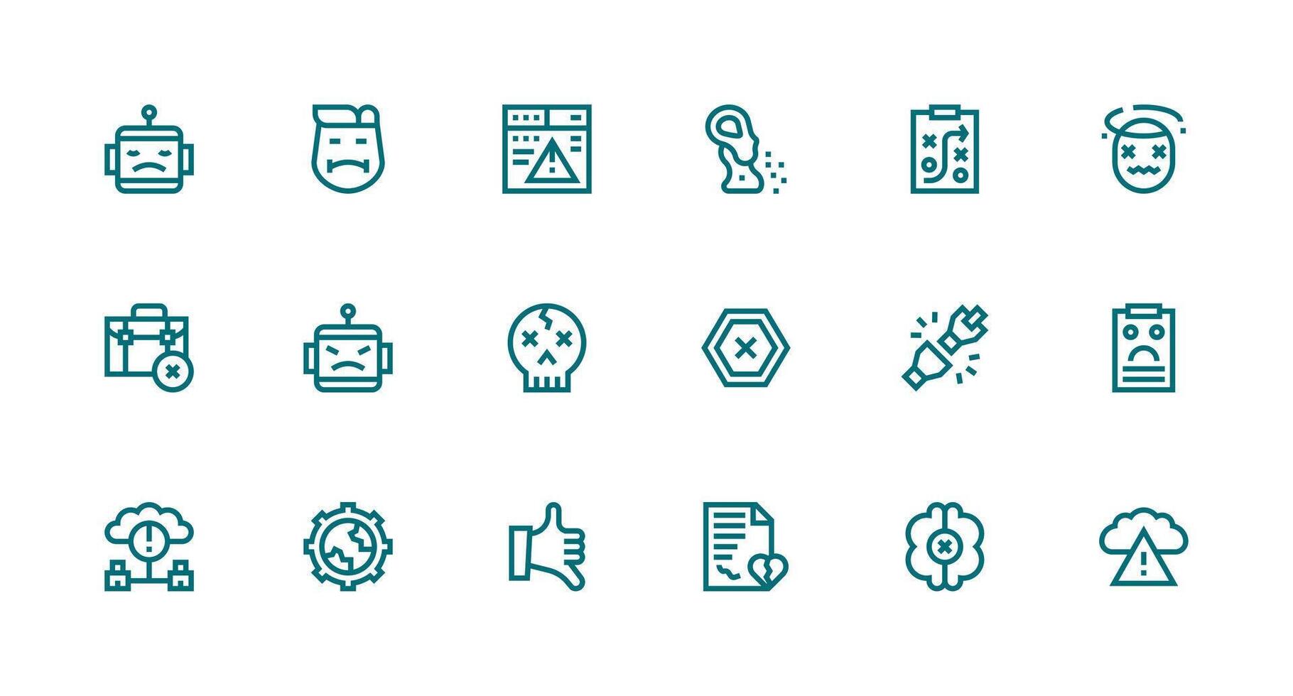 18 Icons for Failure in Strong Stroke Line Format Web Icon Collection vector