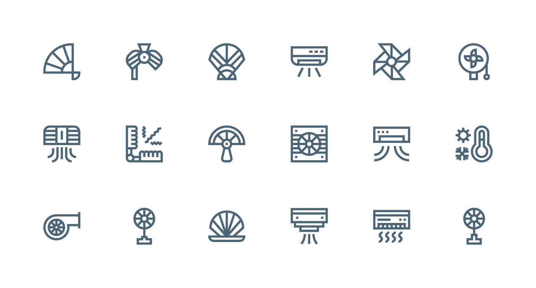 Fan featuring 18 Icons in Strong Stroke Line Design UI and UX Focused Icon Collection vector