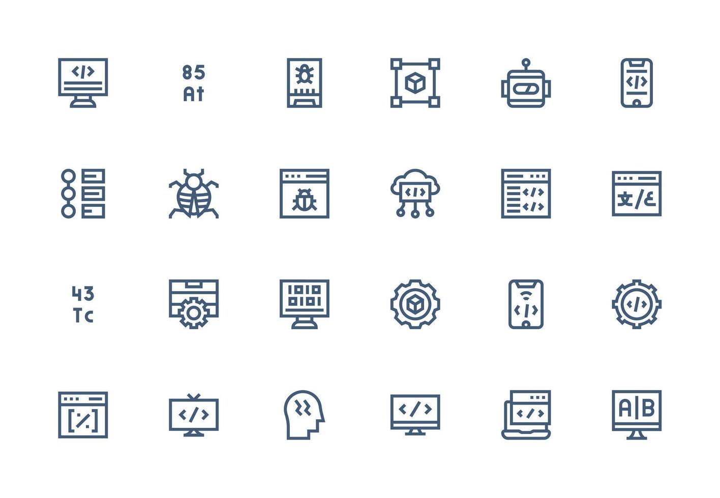 Programming featuring 24 Icons in Thick Line Line Design Interface Icon Collection vector