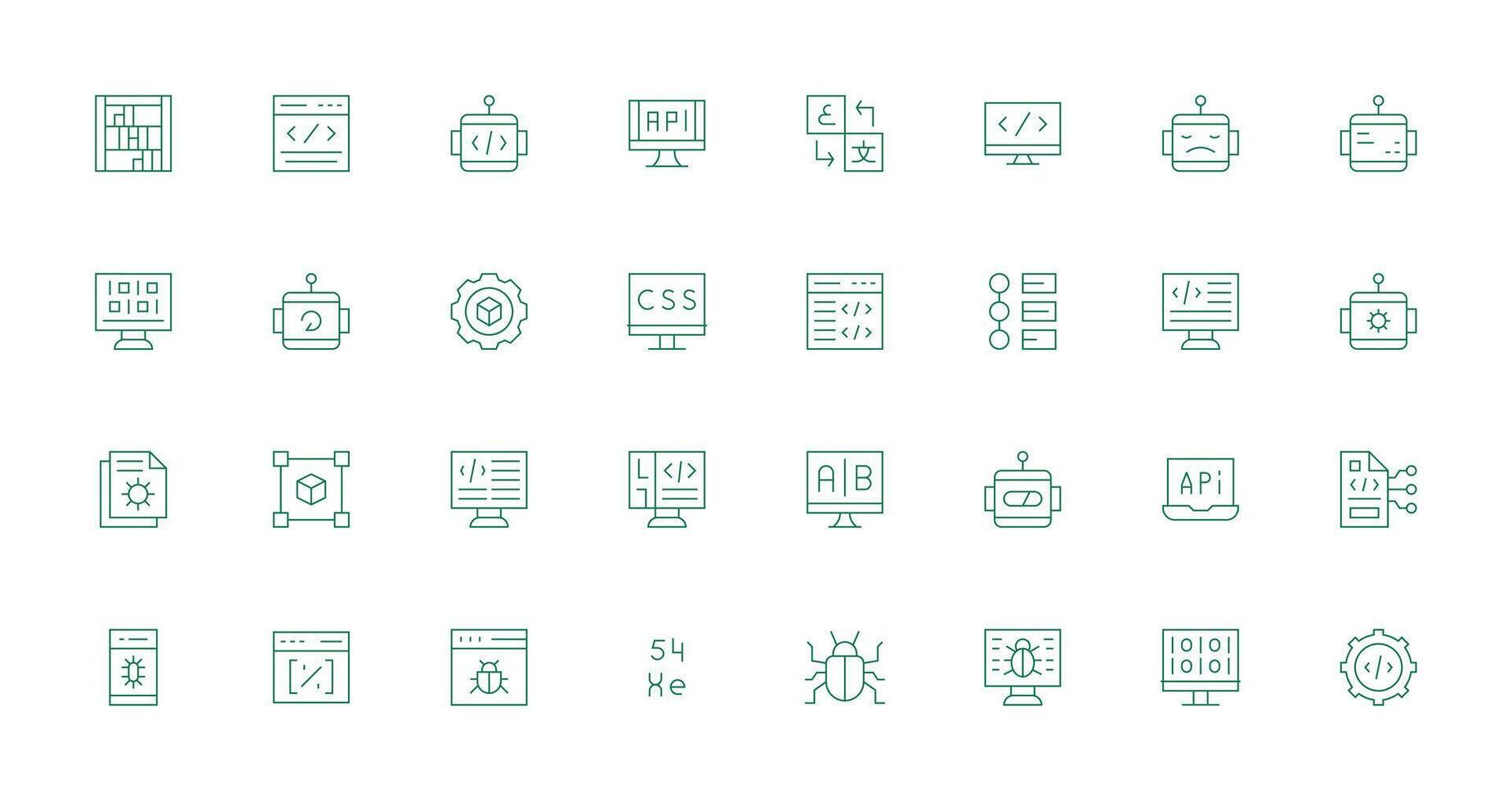Programming Icon Set with 32 Thin Line Graphics Editable Icon Collection vector