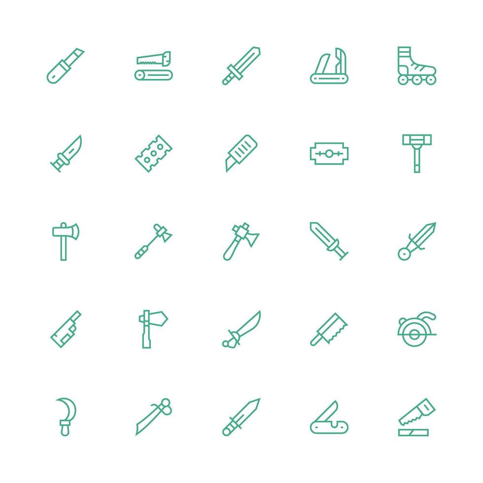 Blade featuring 25 Icons in Medium Stroke Outline Design Quick Access Icons for UI Development vector