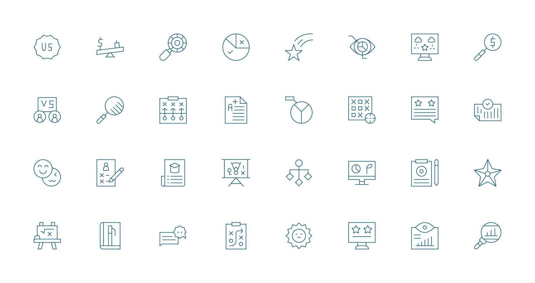 32 Icons for Evaluation in Thin Line Format Smart Icon Collection vector