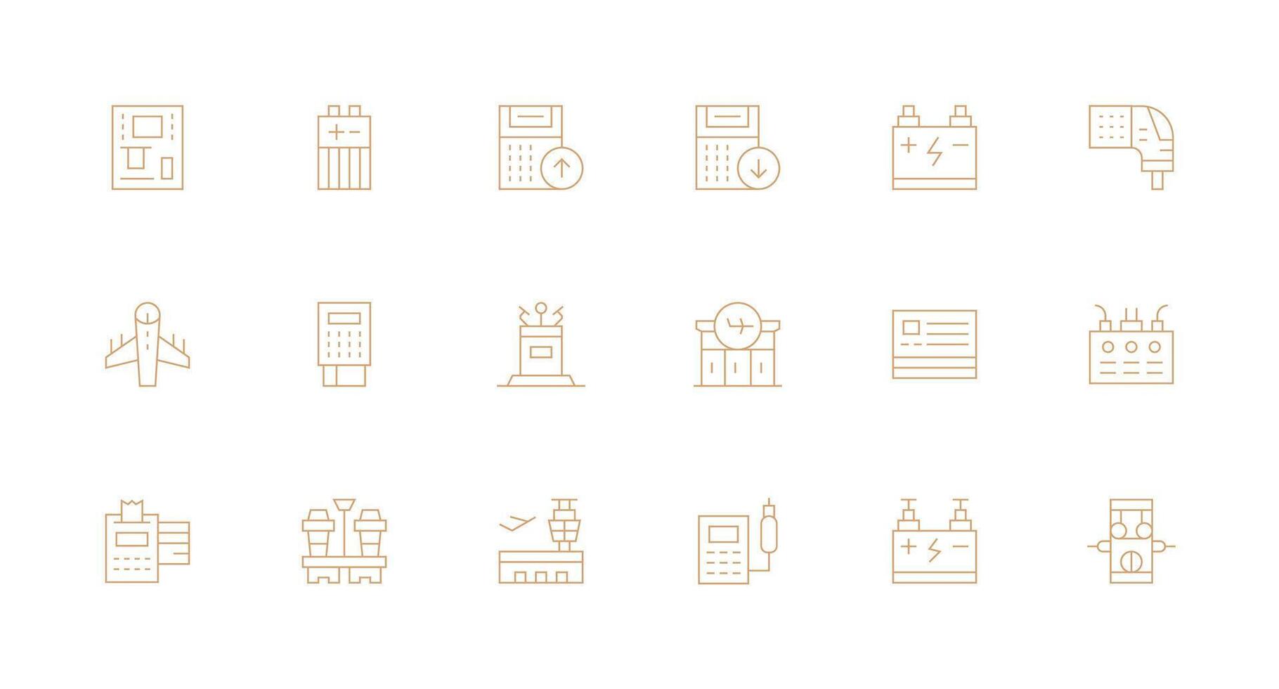 terminal incluso 18 mínimo línea ilustraciones flexible icono sistema para web interfaces vector