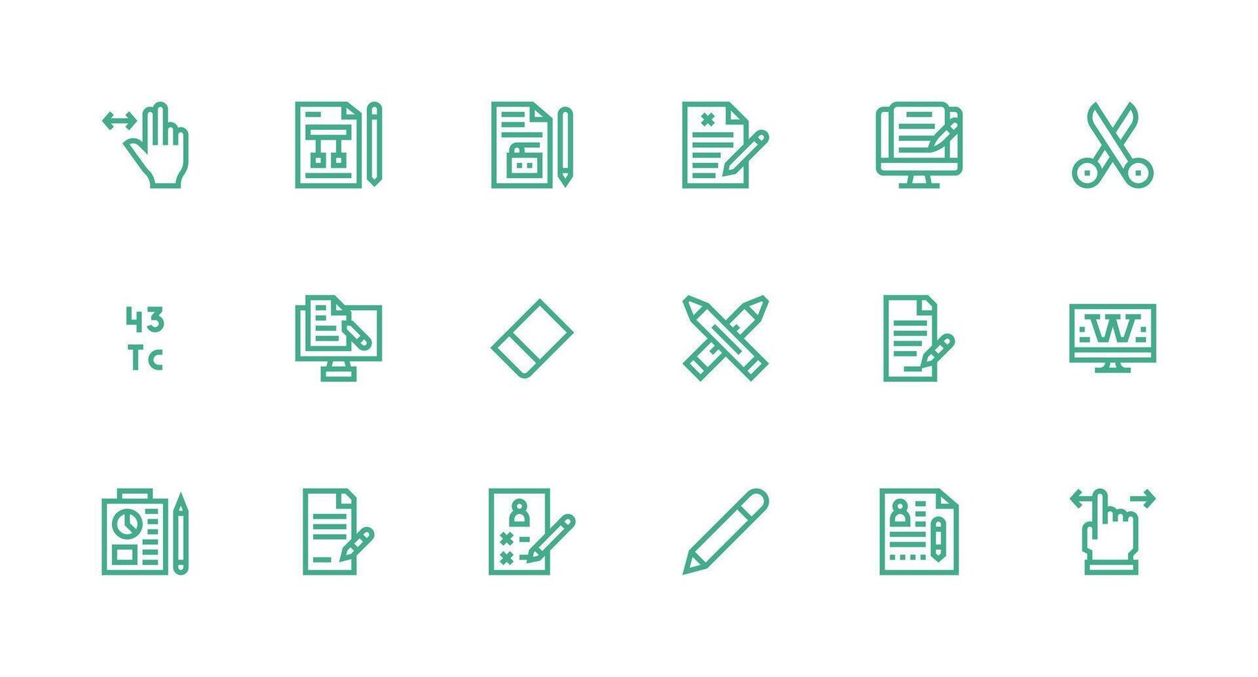 Editing Icon Set with 18 Strong Stroke Line Graphics Universal Icon Pack vector