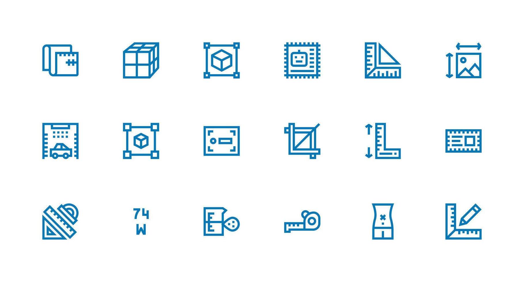 18 Strong Stroke Line Vectors for Dimensions Theme Interface Icons for Daily Use