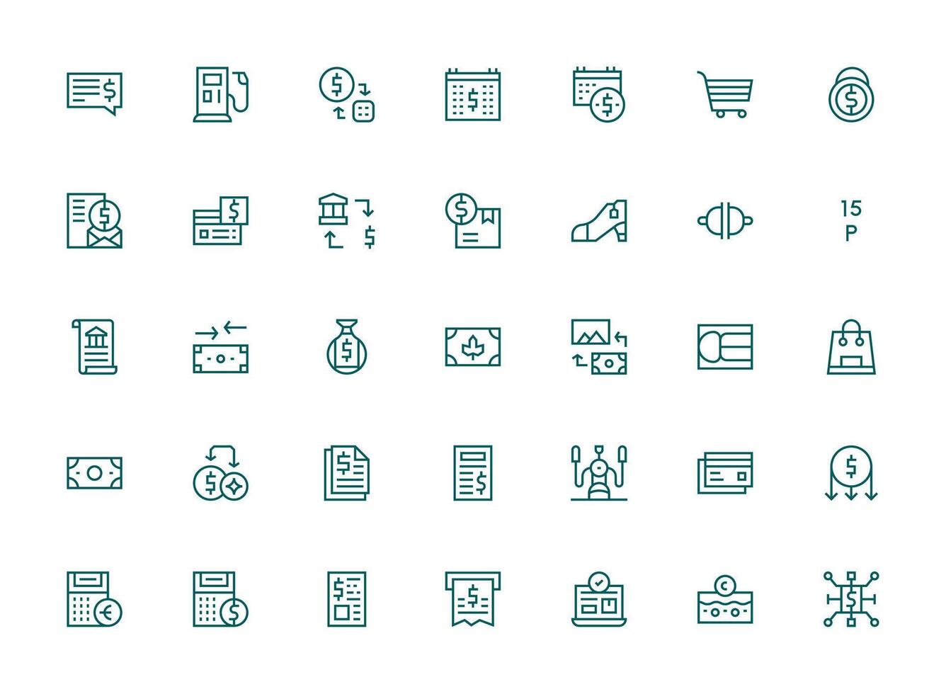 35 íconos para pago en regular limpiar línea formato rápido acceso íconos para ui desarrollo vector