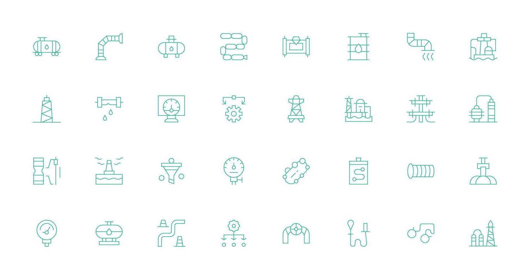Pipeline Icon Collection with 32 Thin Line Designs Organized Icon Pack for Quick Access vector