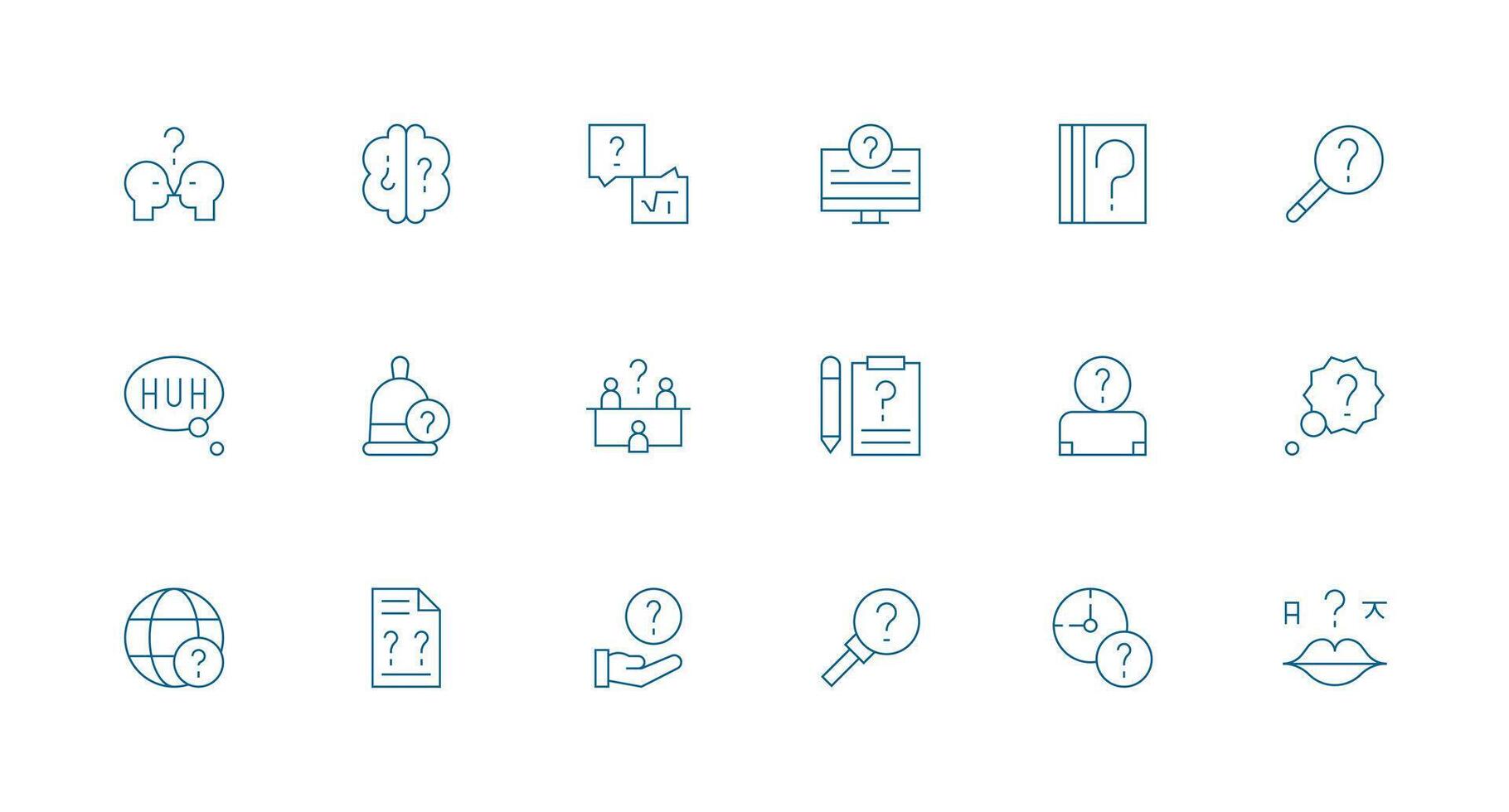 Minimal Line Style Doubt Icons with 18 Vectors Lightweight Icon Series for Fast Prototypes