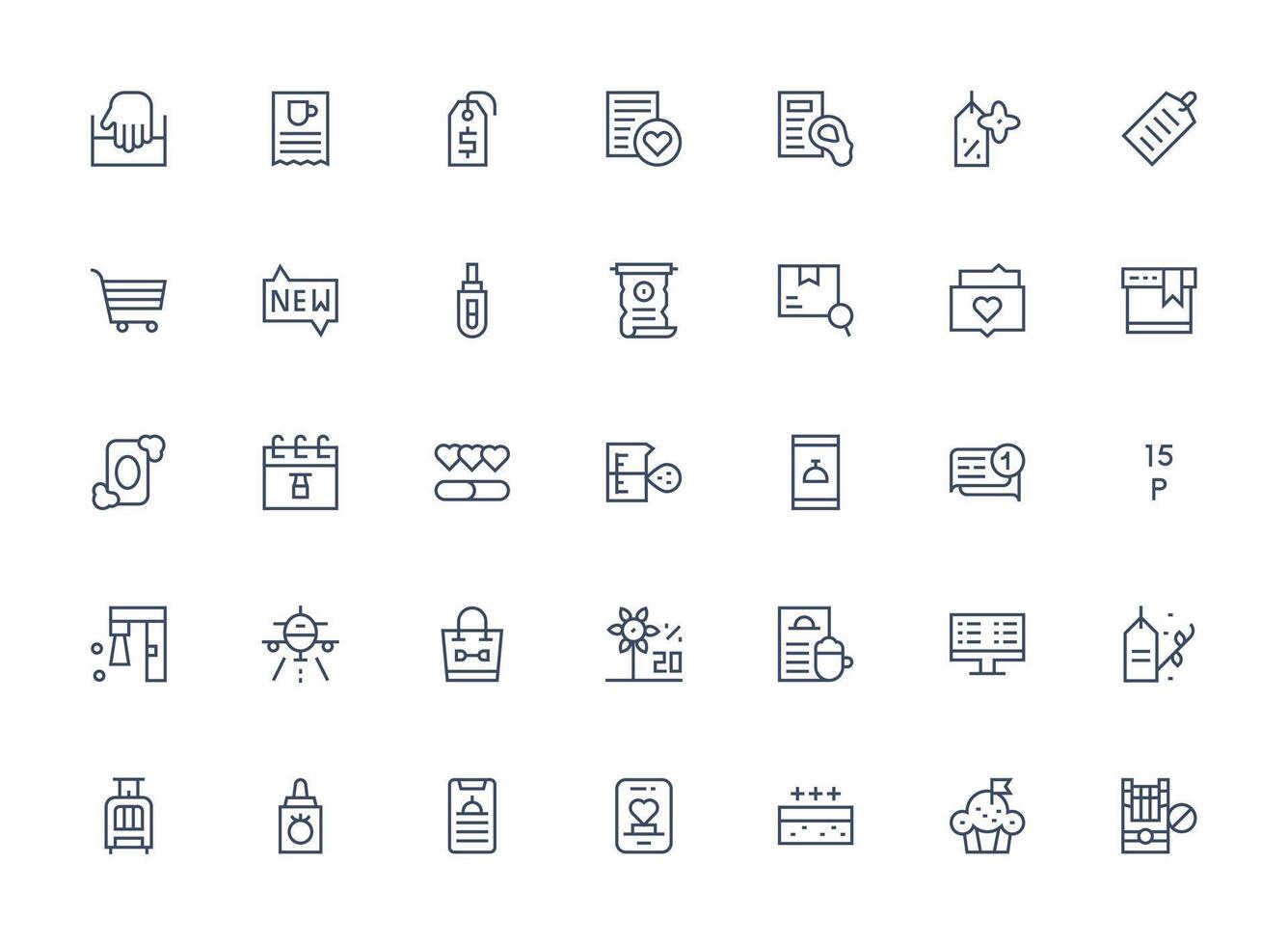 Item Design Icons featuring 35 in Regular Clean Line Style Balanced Icon Set for Functional Design vector