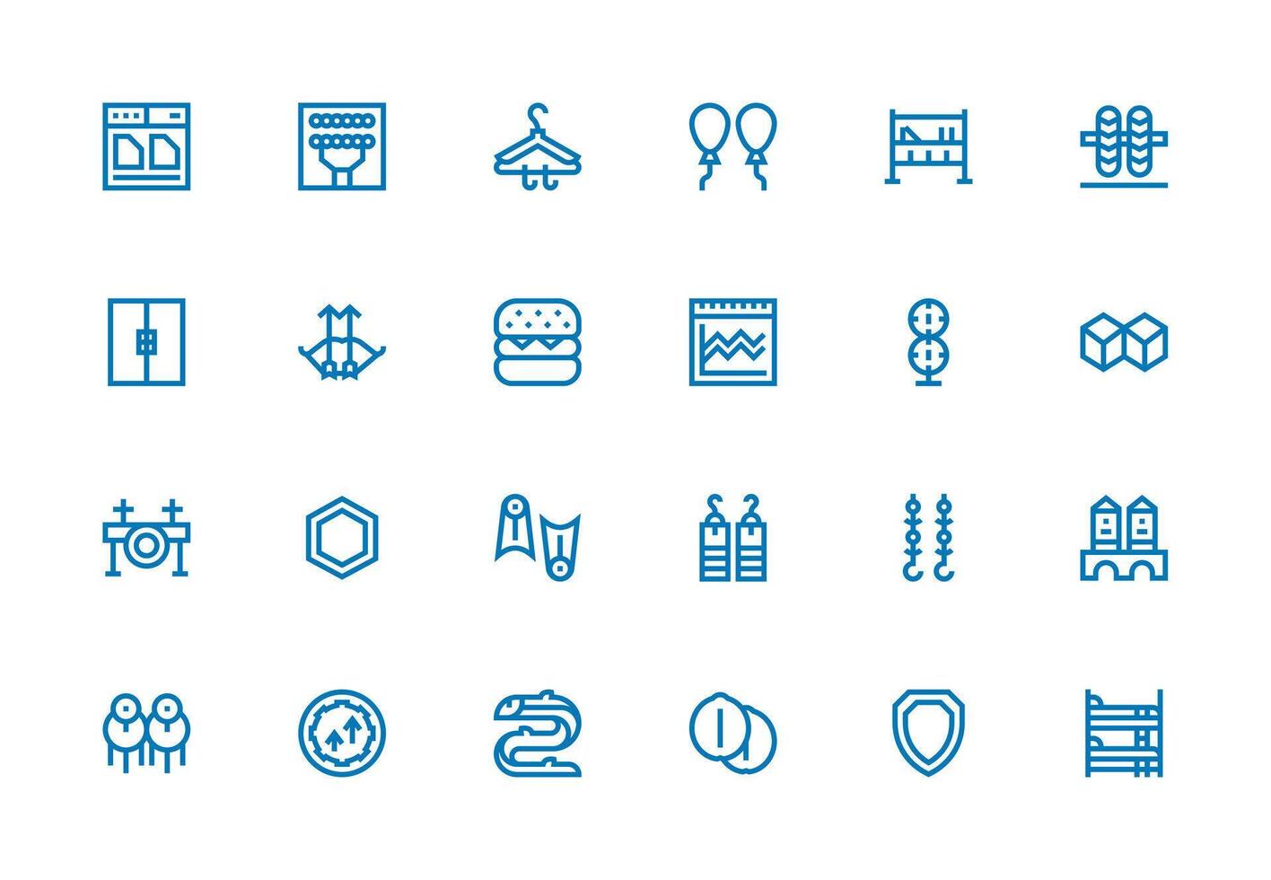 Double Icon Collection with 24 Thick Line Line Designs Simple Icons for Interface and Wireframes vector