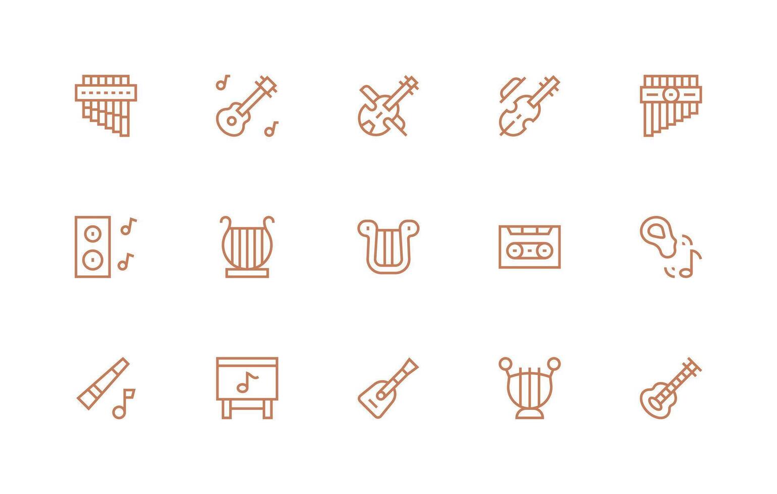 Tune Visual Pack containing 15 Regular Line Icons Smart Icon Collection vector
