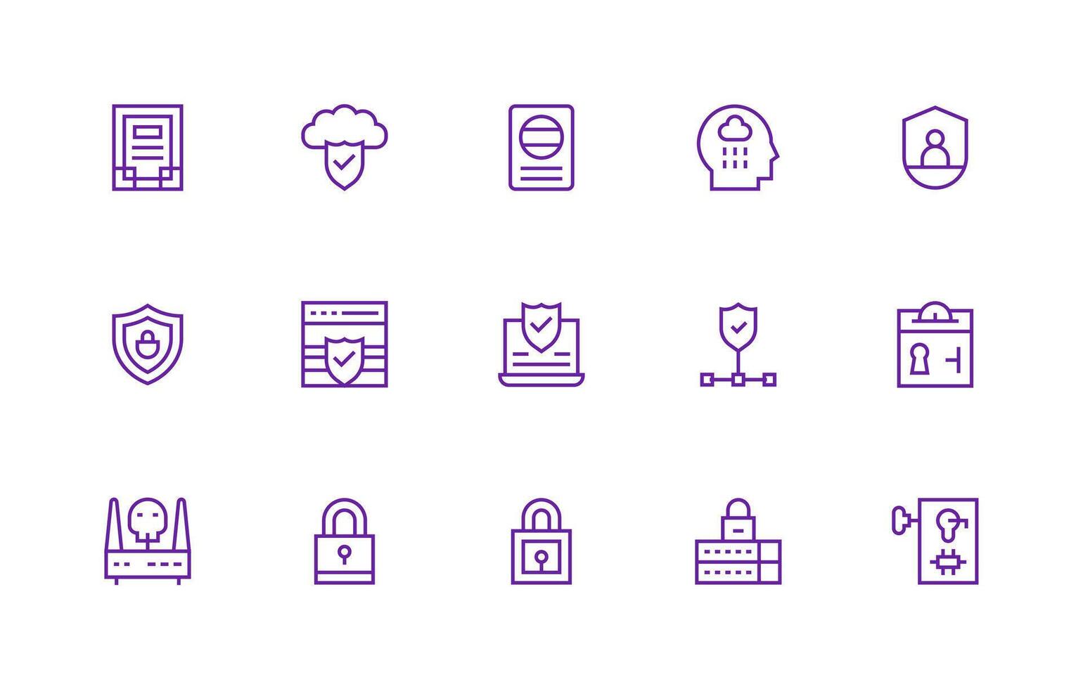 15 Regular Line Style Icons from Digital Security Collection Clean Icon Collection for Web Use vector